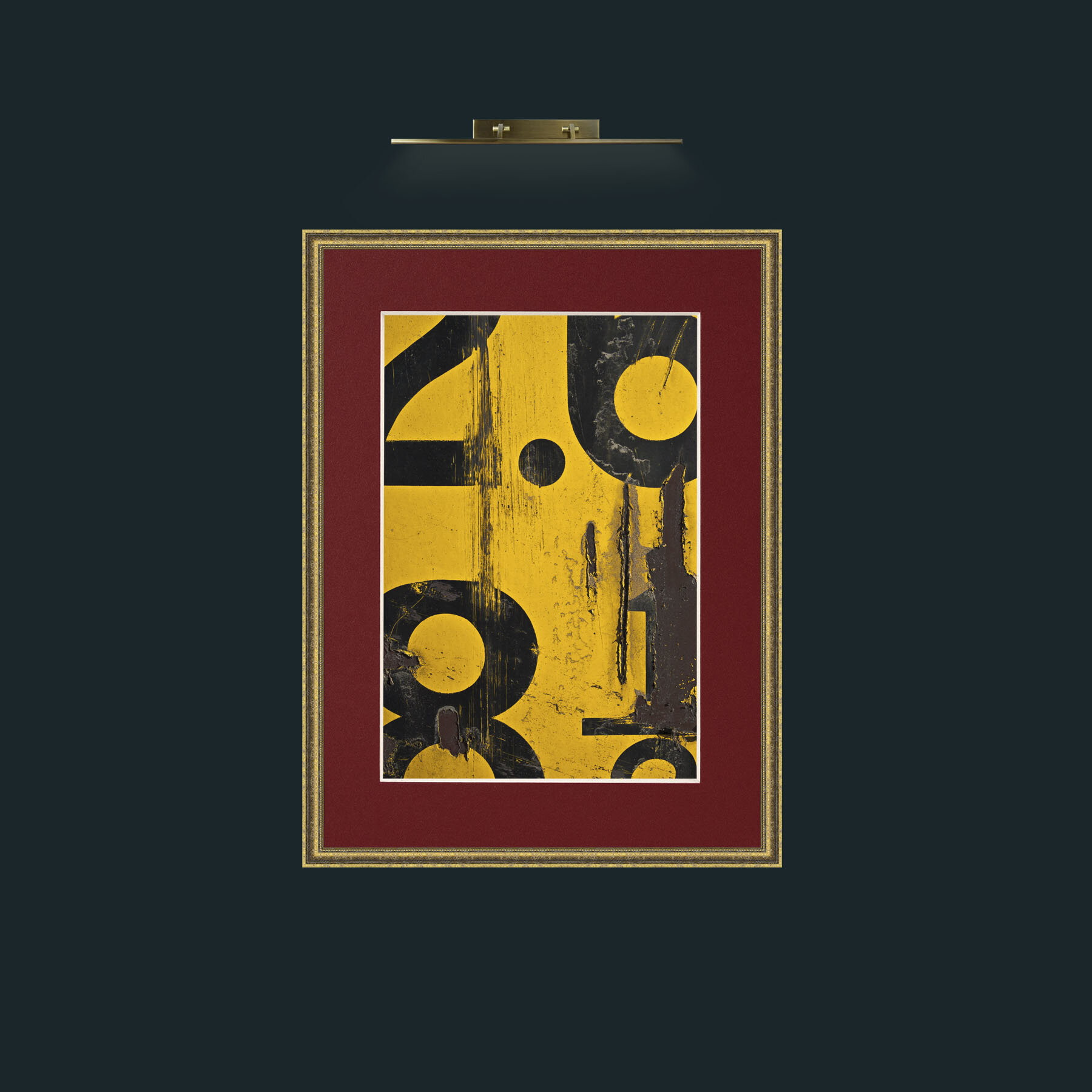 Art-Numbers in Yellow.jpg-Frame-1TexturedGilt-Mount-4Red.jpg