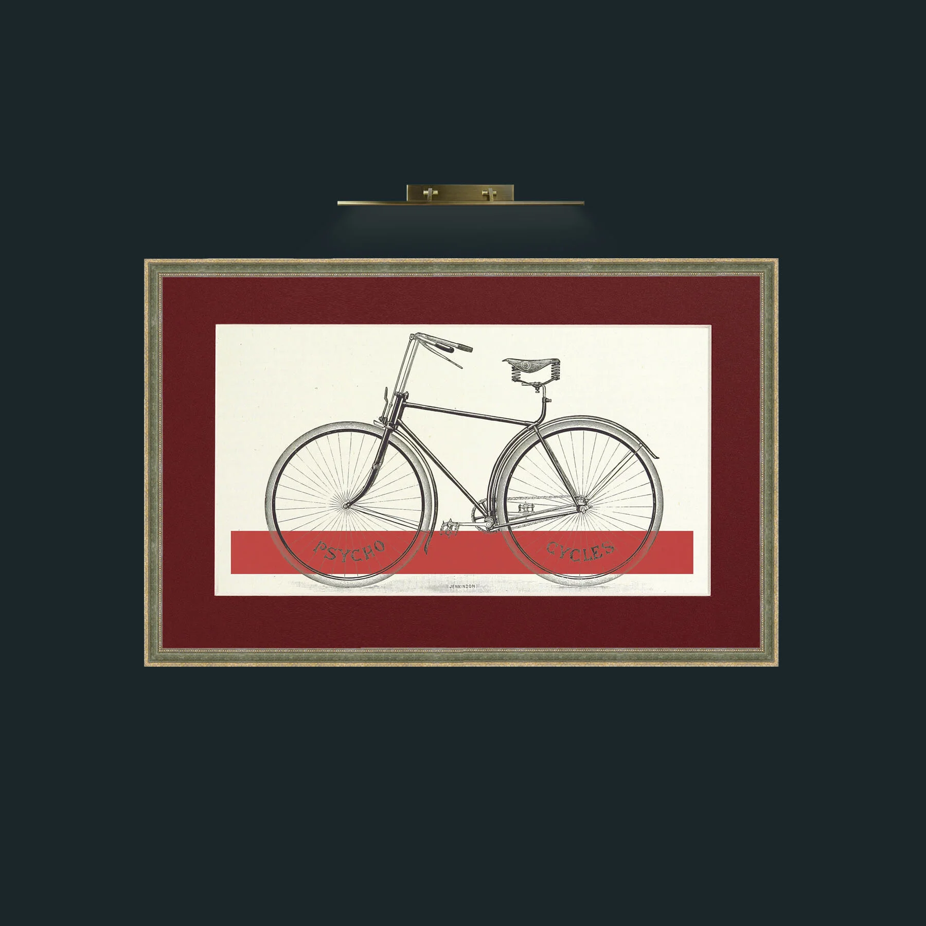 Art-Bicycle.jpg-Frame-2GreenGoldTextured-Mount-4Red.jpg