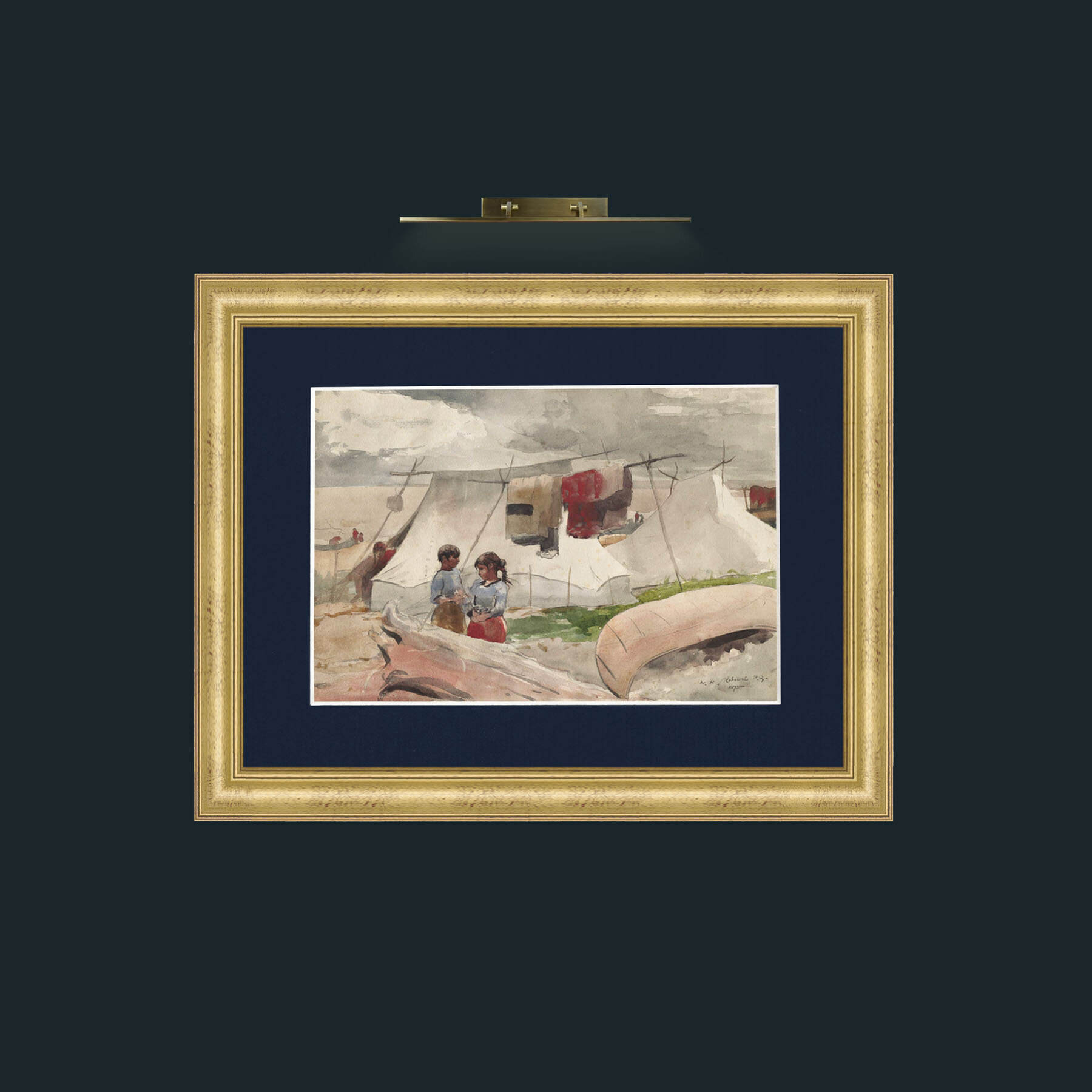 Art-Camping-Frame-9WideGilt-Mount-3Blue.jpg