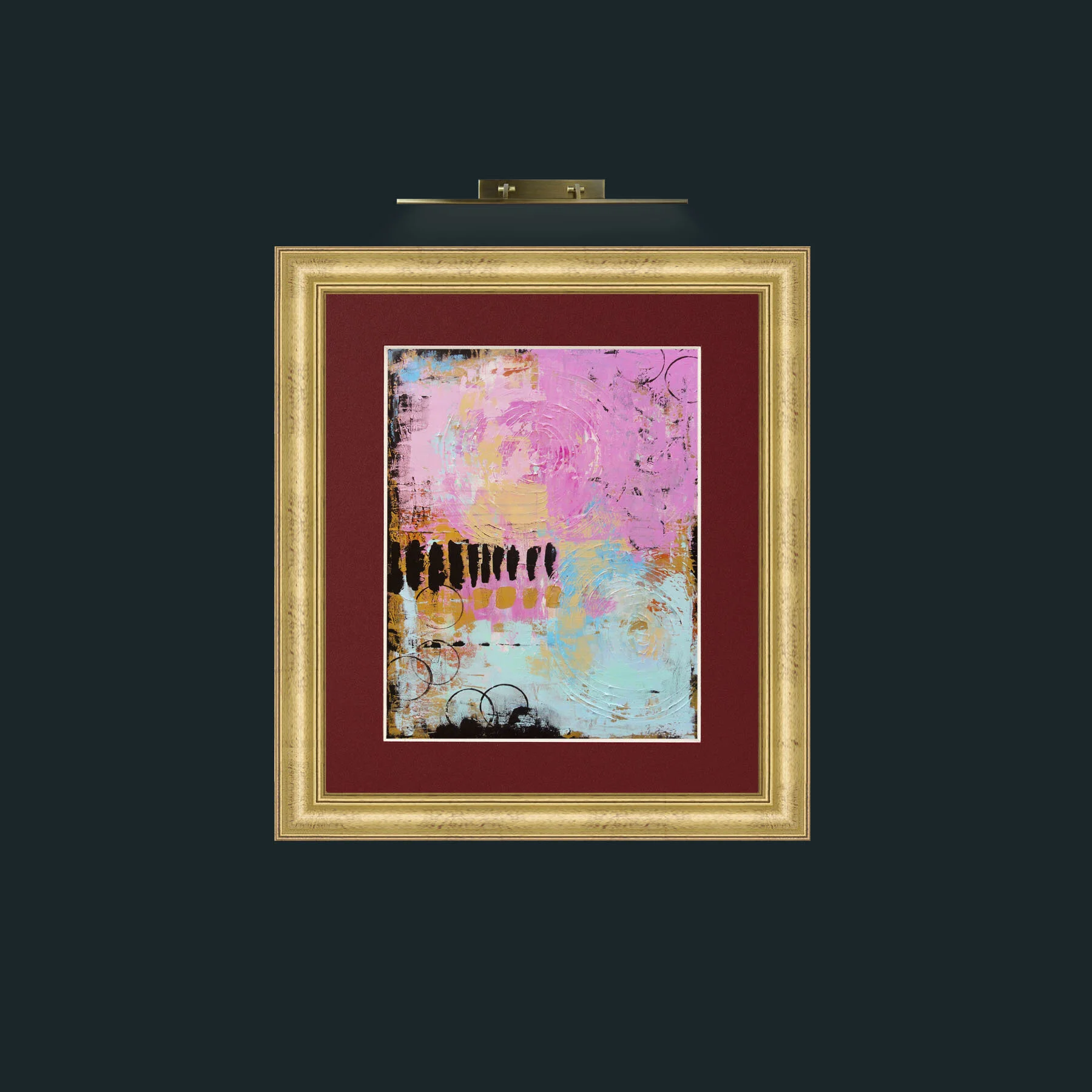 Art-Circles-Frame-9WideGilt-Mount-4Red.jpg