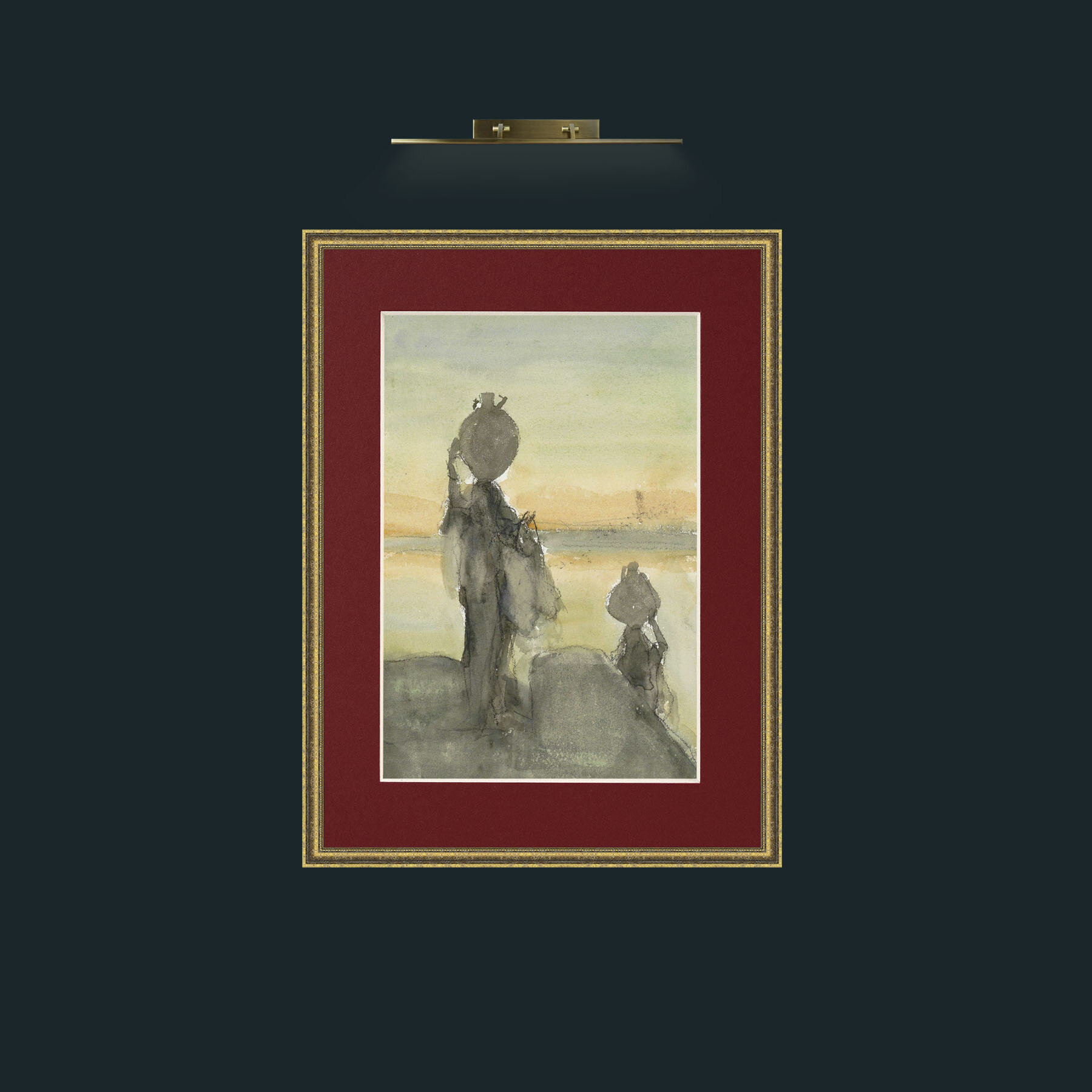 Art-Collecting Water.jpg-Frame-1TexturedGilt-Mount-4Red.jpg
