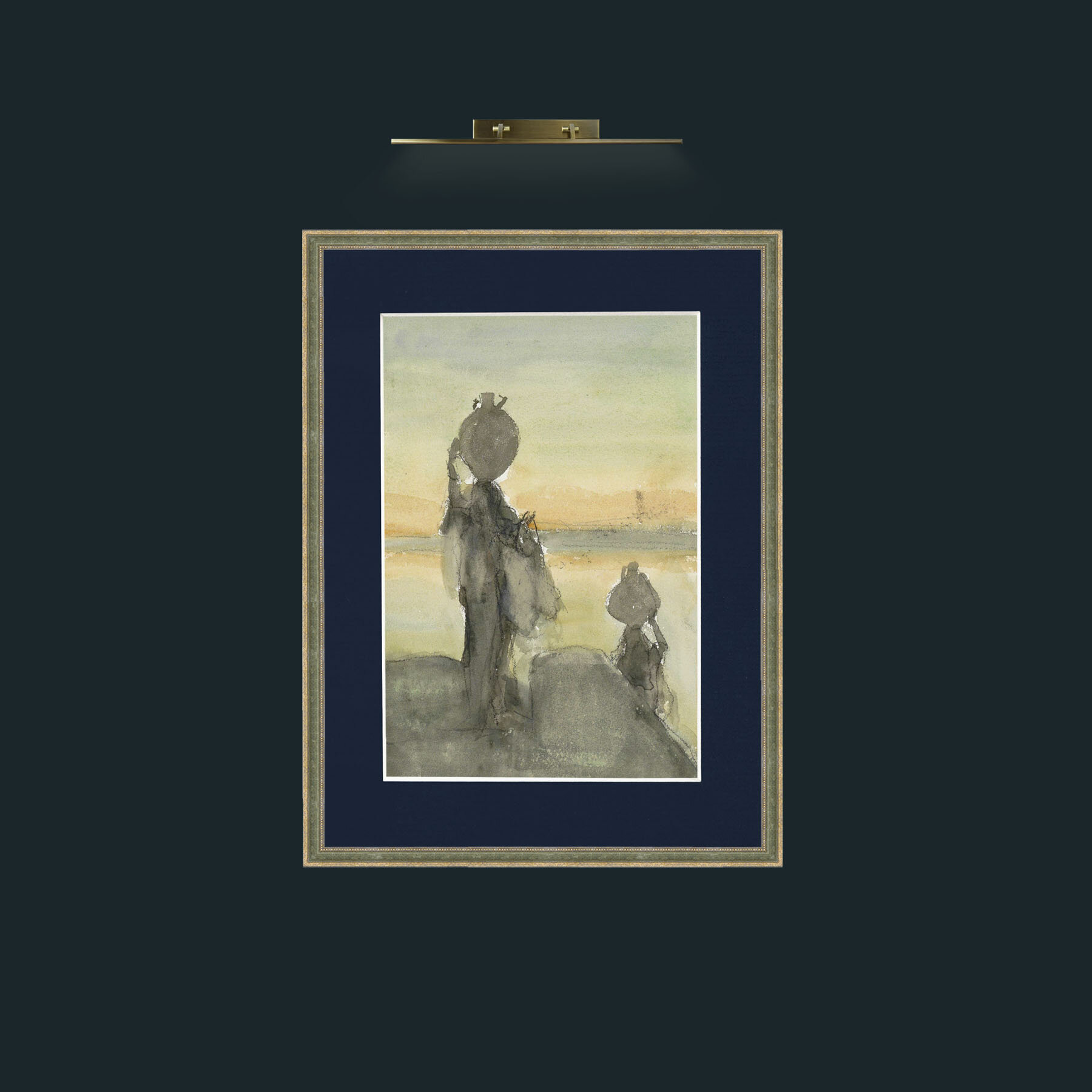 Art-Collecting Water.jpg-Frame-2GreenGiltTextured-Mount-3Blue.jpg