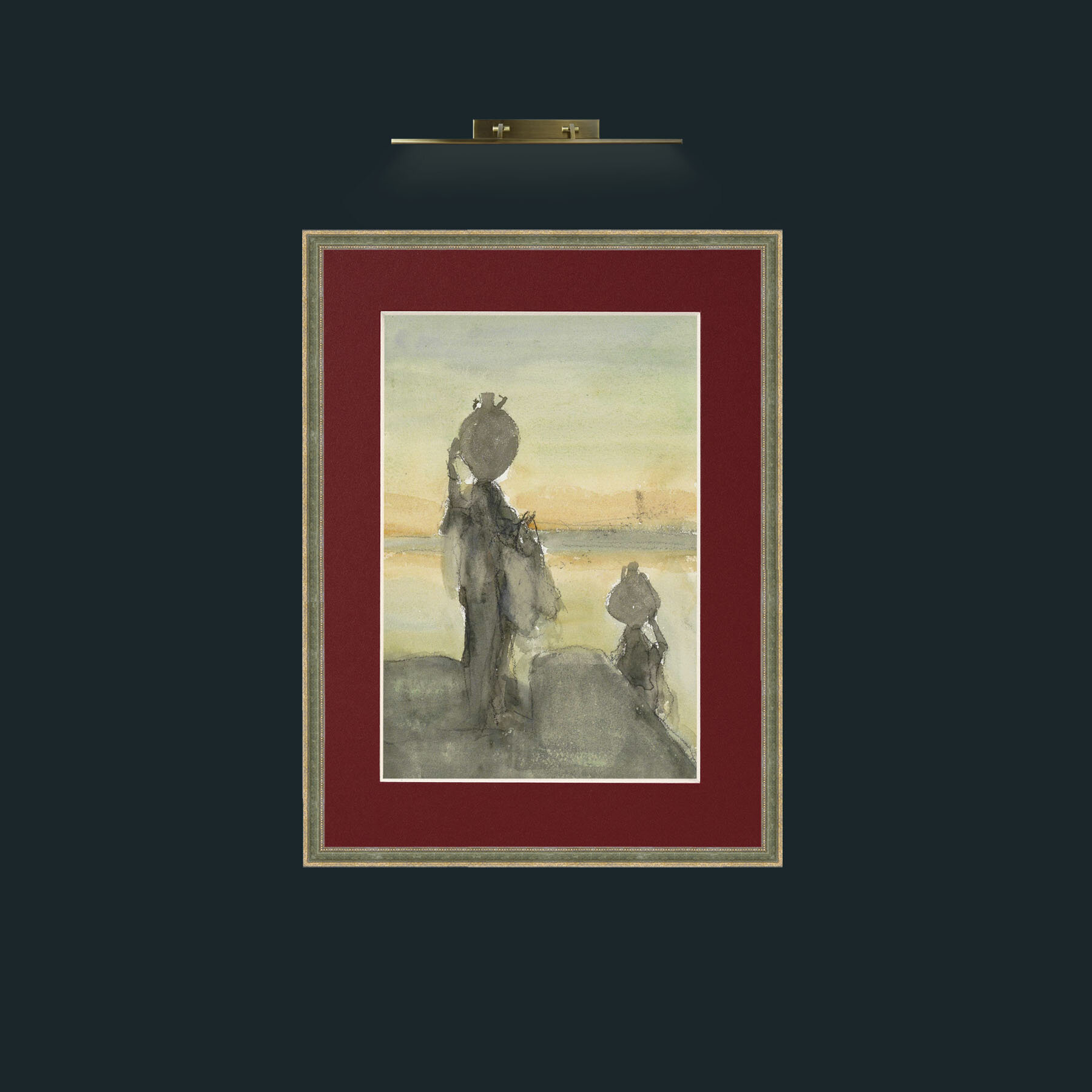 Art-Collecting Water.jpg-Frame-2GreenGiltTextured-Mount-4Red.jpg