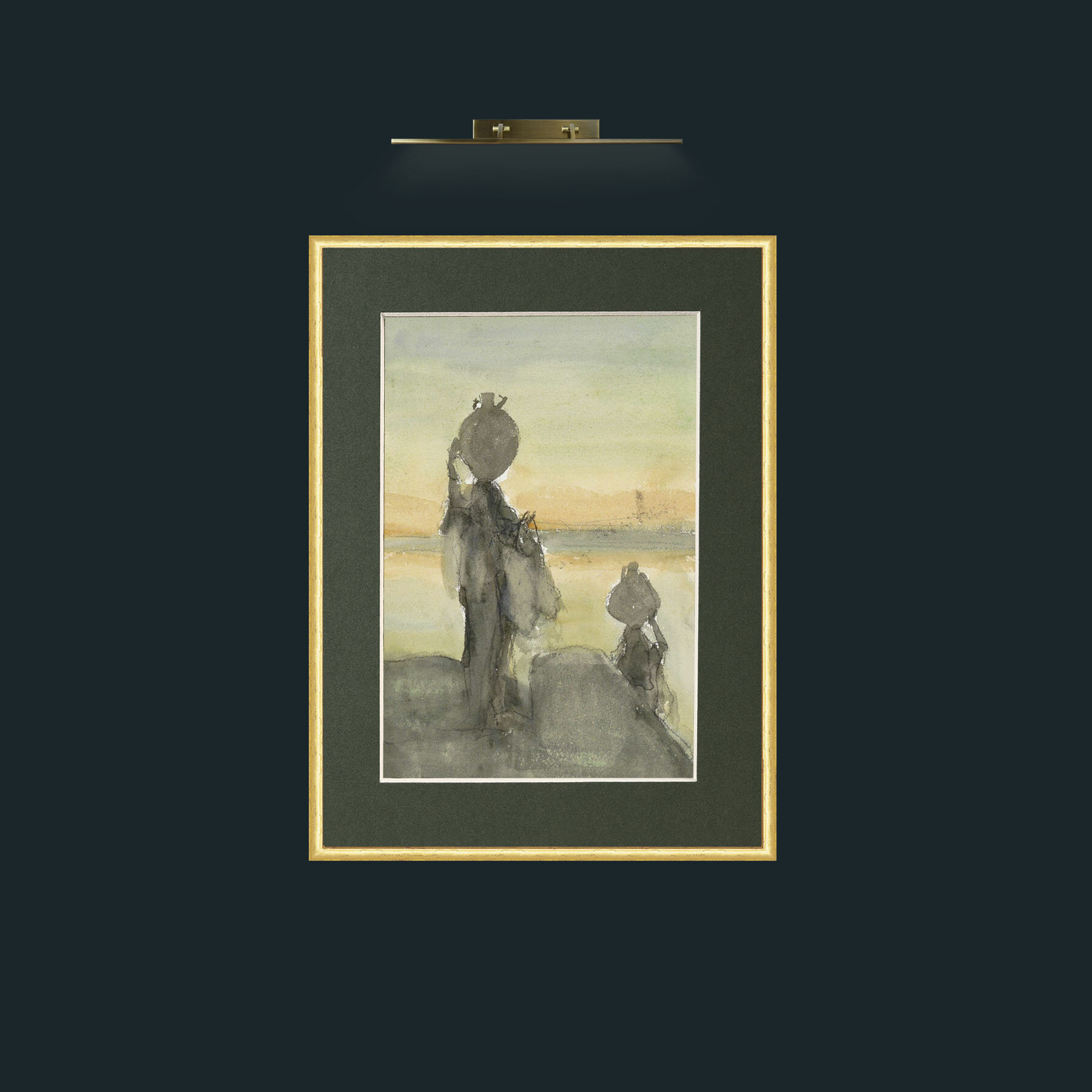 Art-Collecting Water.jpg-Frame-3RoundedGilt-Mount-2Green.jpg