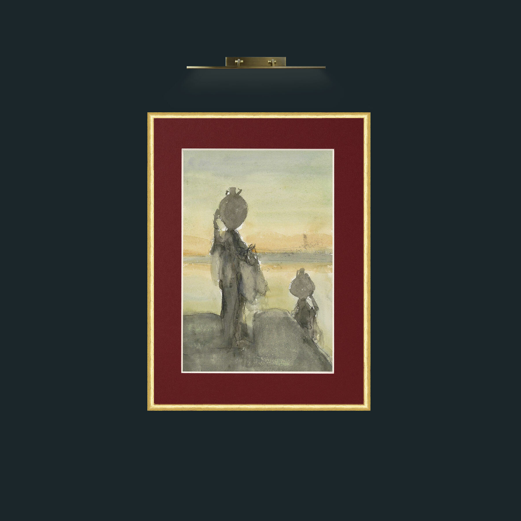 Art-Collecting Water.jpg-Frame-3RoundedGilt-Mount-4Red.jpg