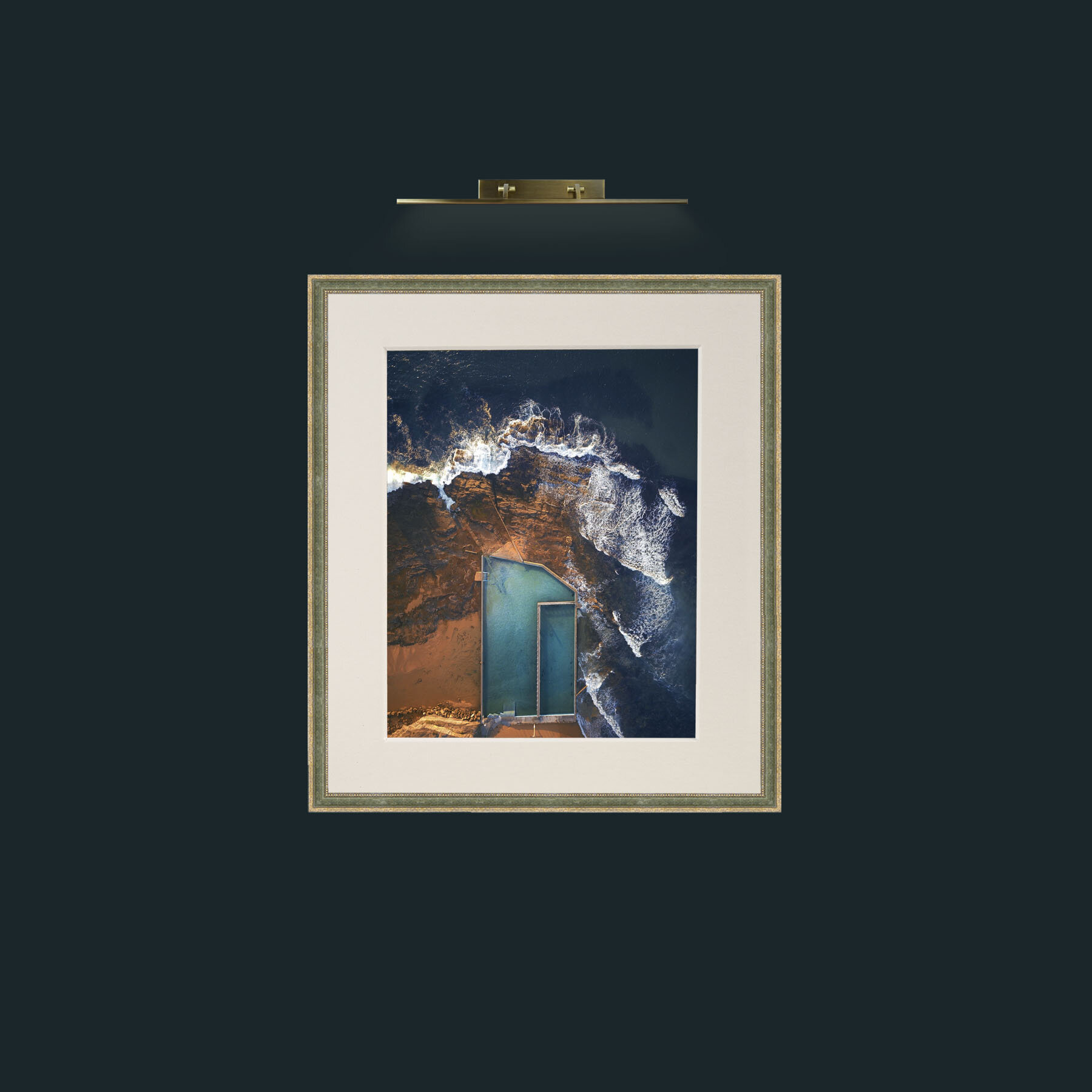 Art-Pool with a view-Frame-2GreenGiltTextured-Mount-1Antique.jpg