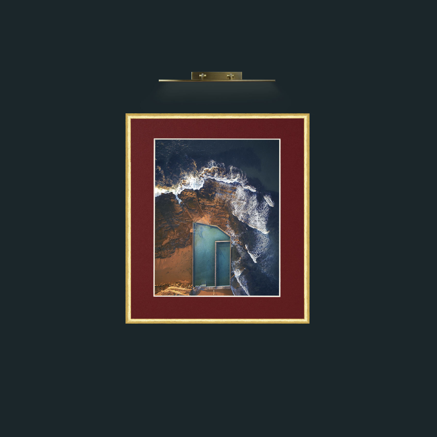 Art-Pool with a view-Frame-3RoundedGilt-Mount-4Red.jpg