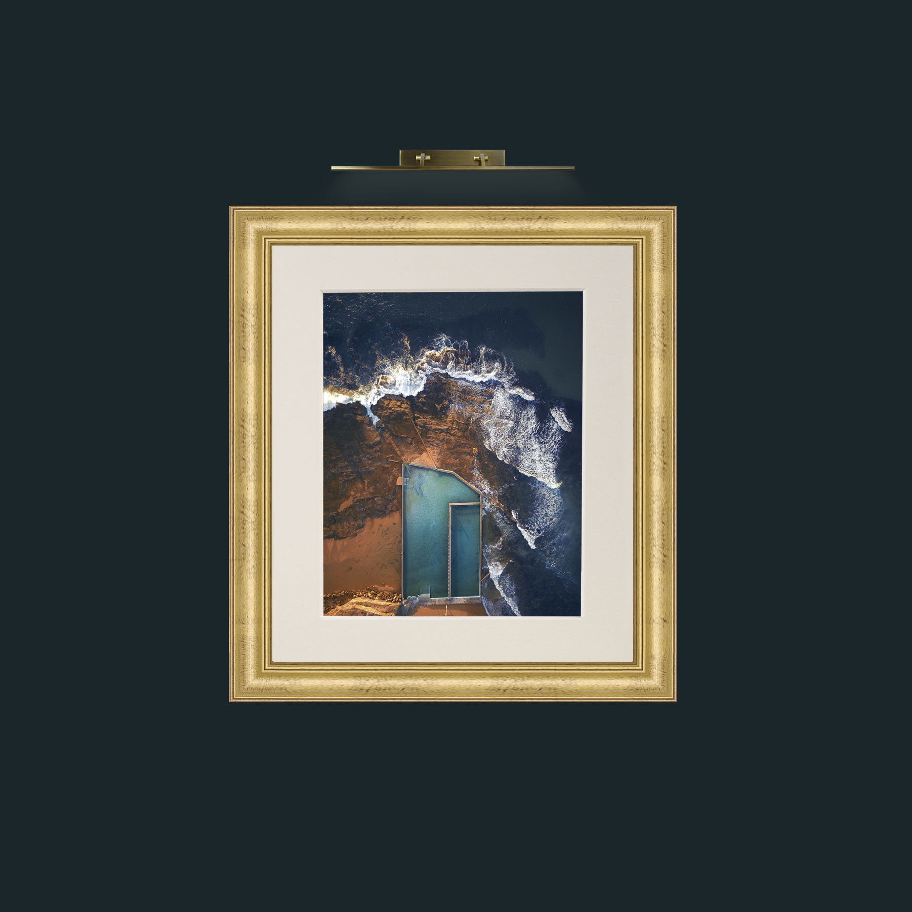 Art-Pool with a view-Frame-9WideGilt-Mount-1Antique.jpg