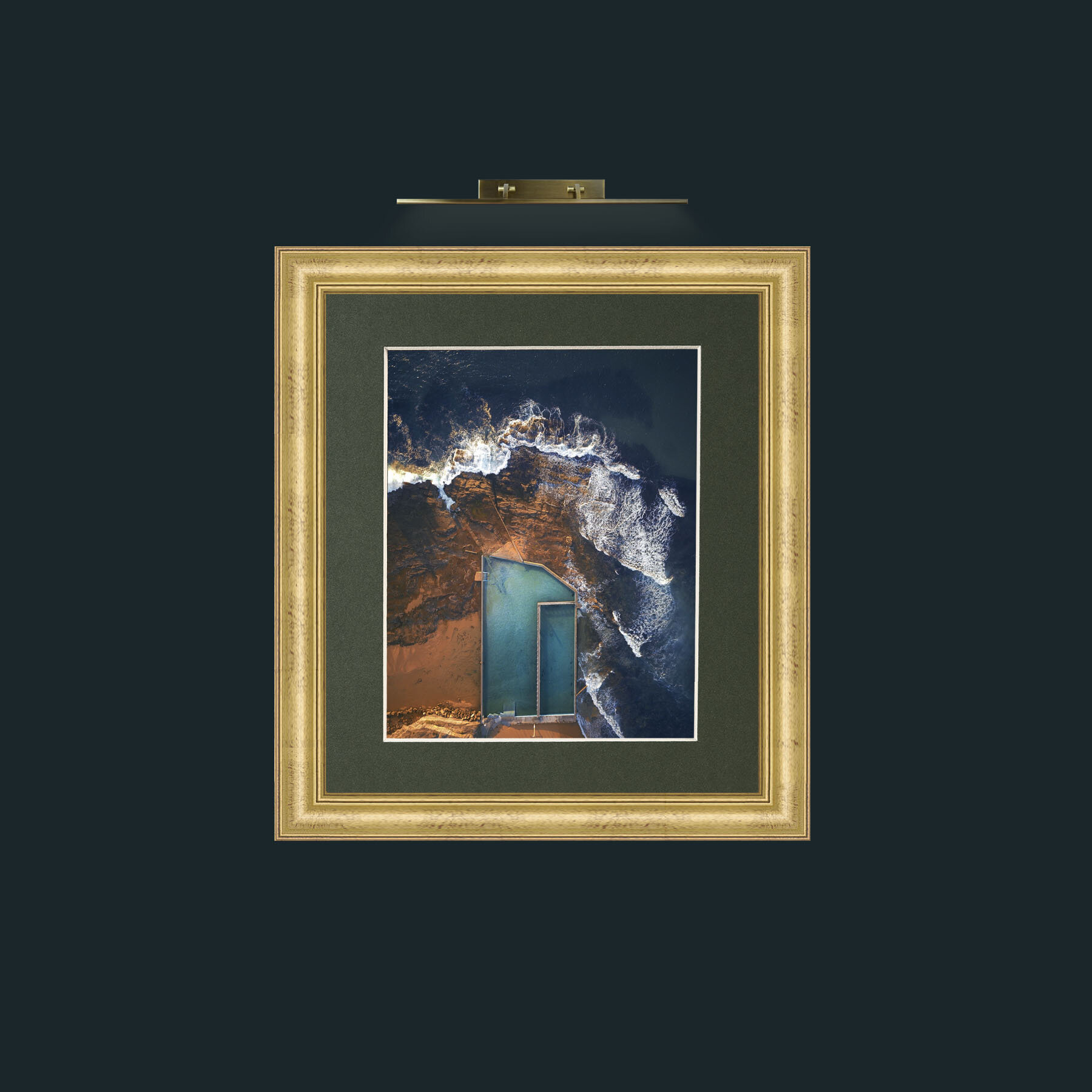 Art-Pool with a view-Frame-9WideGilt-Mount-2Green.jpg