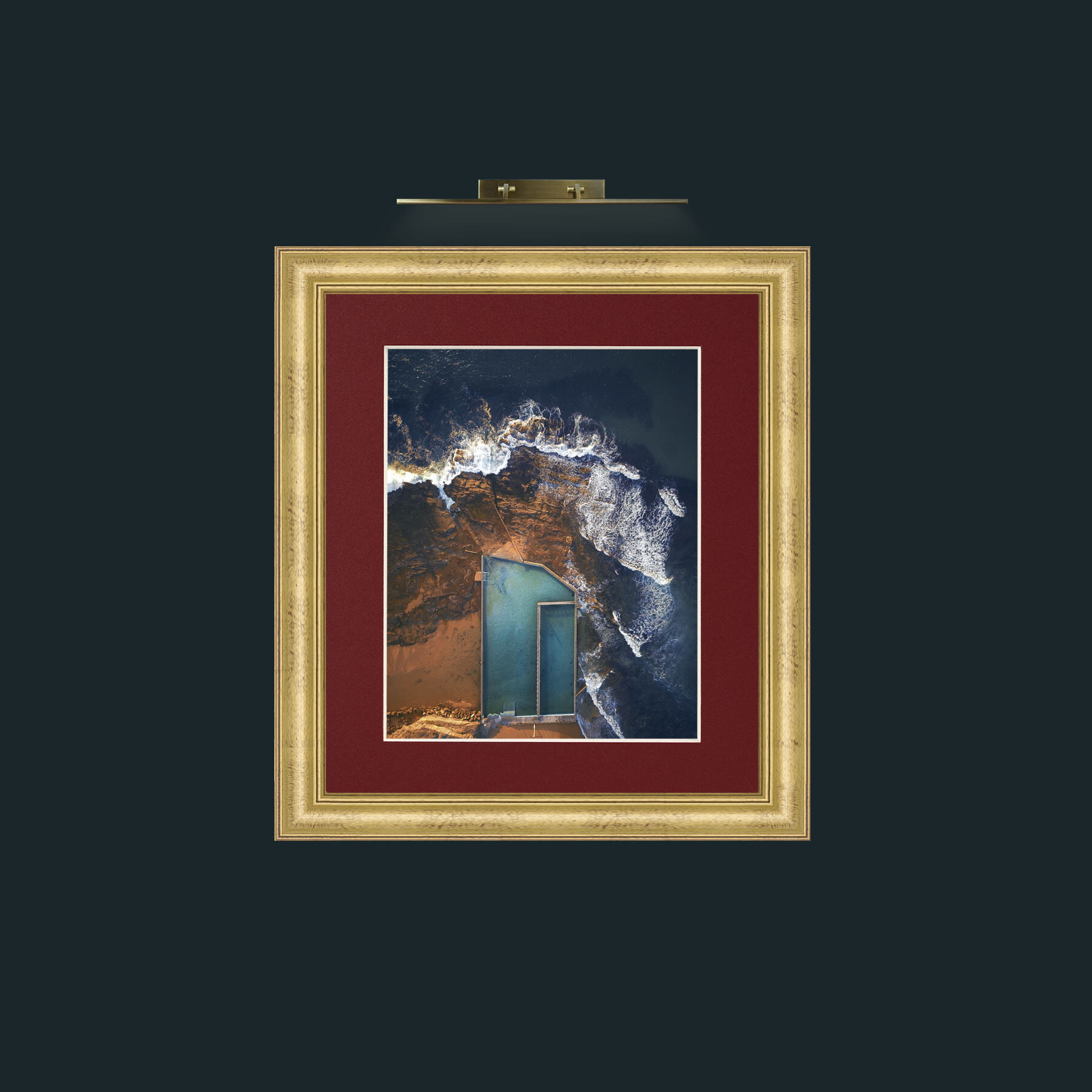 Art-Pool with a view-Frame-9WideGilt-Mount-4Red.jpg