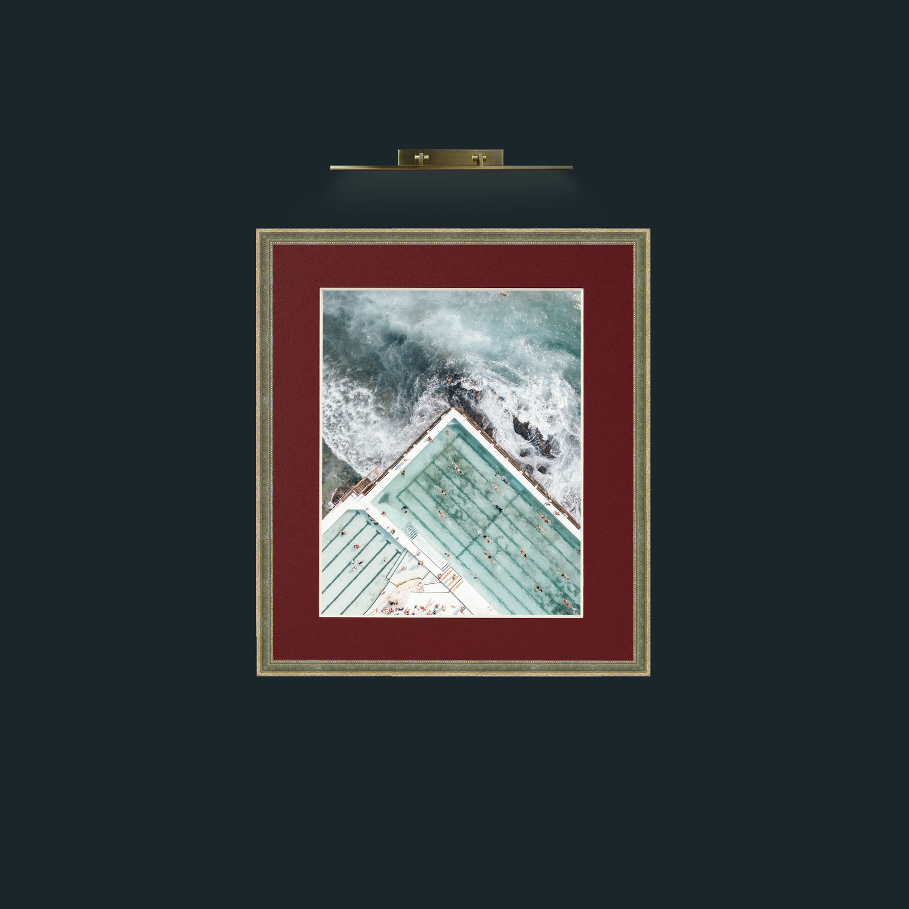 Art-Swimming on the Edge-Frame-2GreenGiltTextured-Mount-4Red.jpg