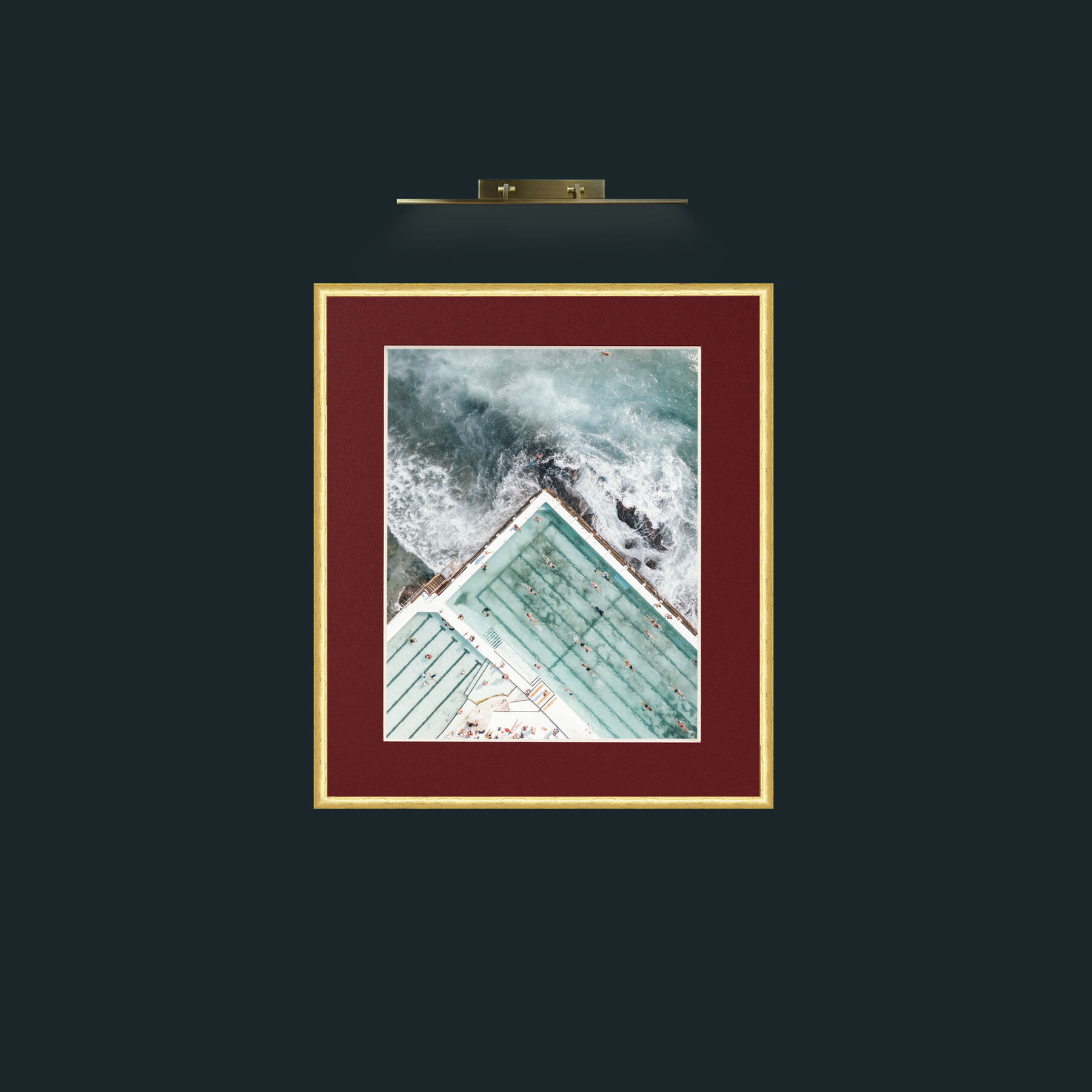 Art-Swimming on the Edge-Frame-3RoundedGilt-Mount-4Red.jpg