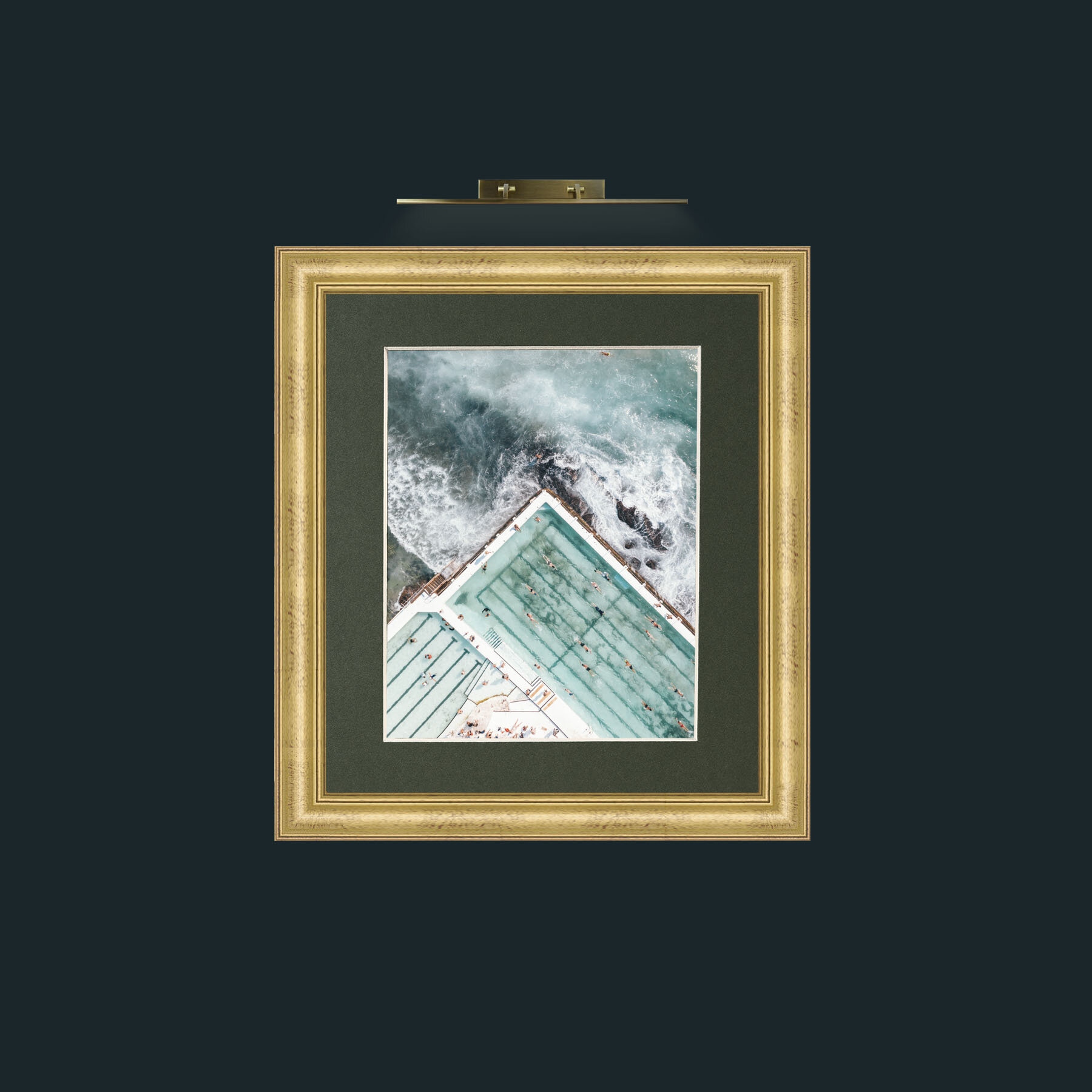 Art-Swimming on the Edge-Frame-9WideGilt-Mount-2Green.jpg