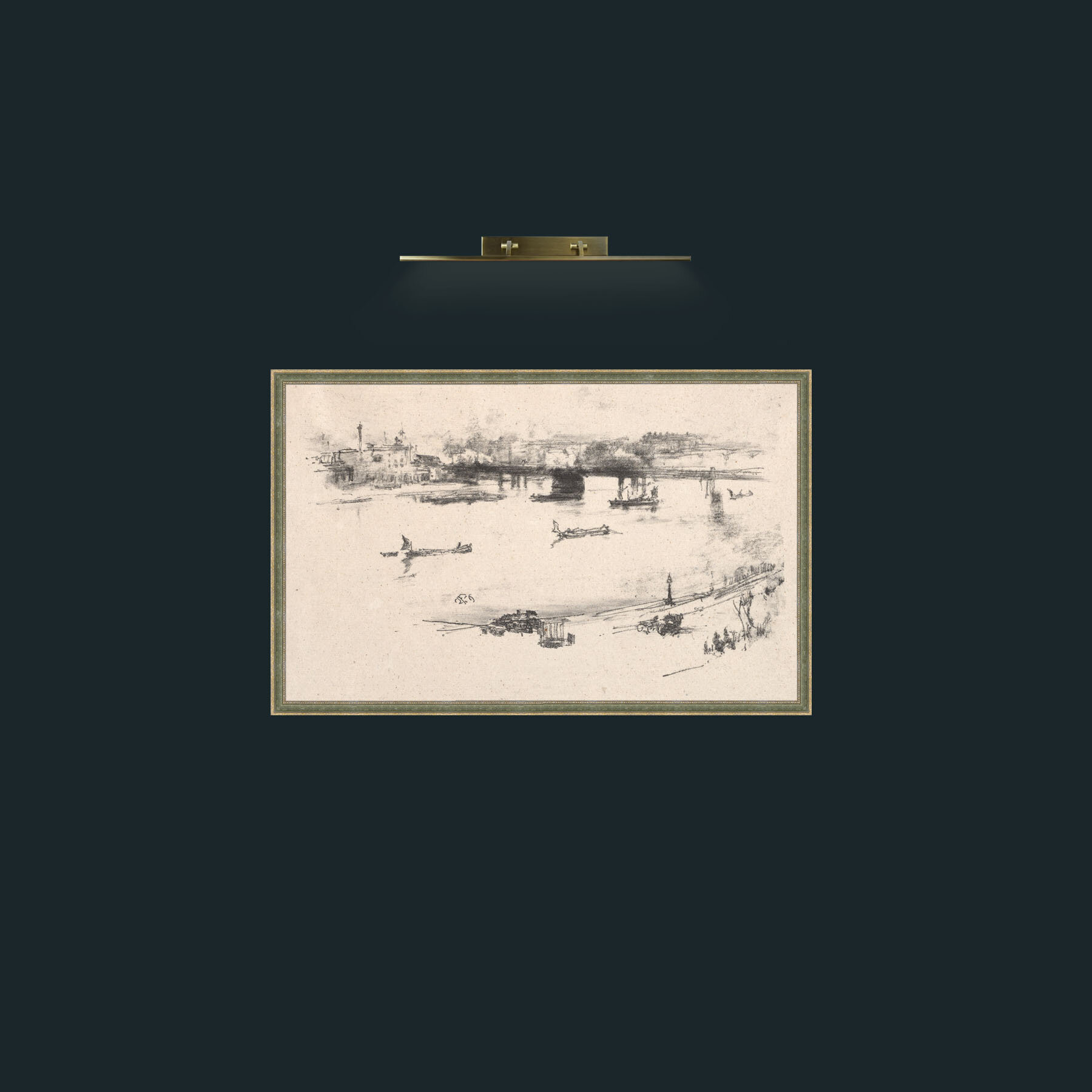 Art-Charing Cross Railway Bridge.jpg-Frame-GreenGiltTextured.jpg