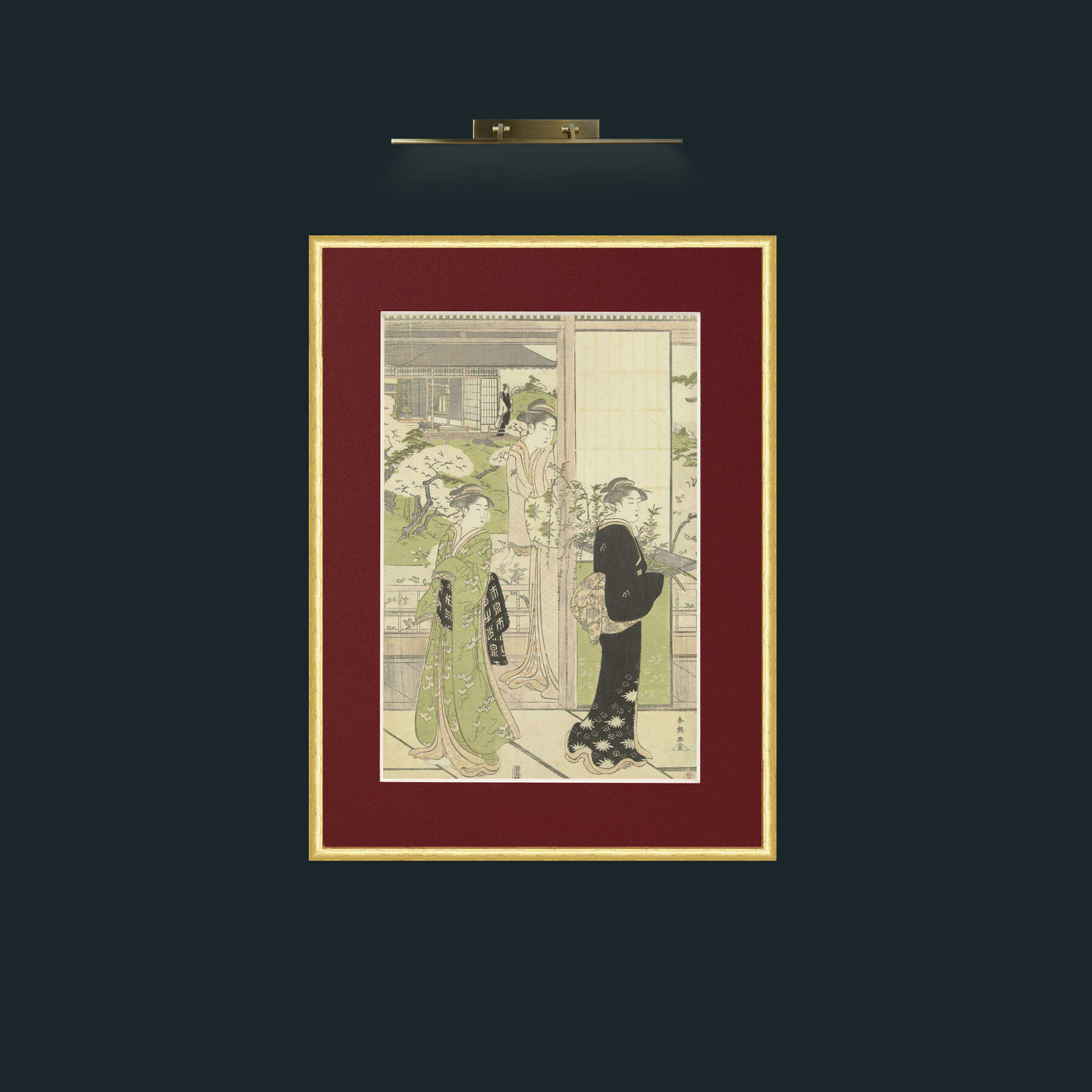 Art-Ladies in Green.jpg-Frame-3RoundedGilt-Mount-4Red.jpg