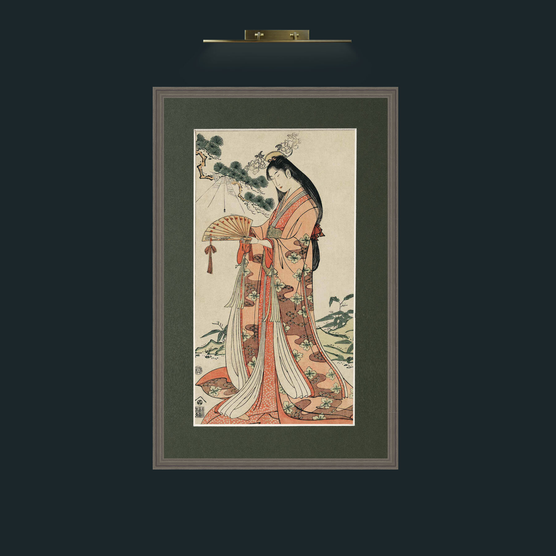 Art-Lady in Pink.jpg-Frame-6Grey-Mount-2Green.jpg