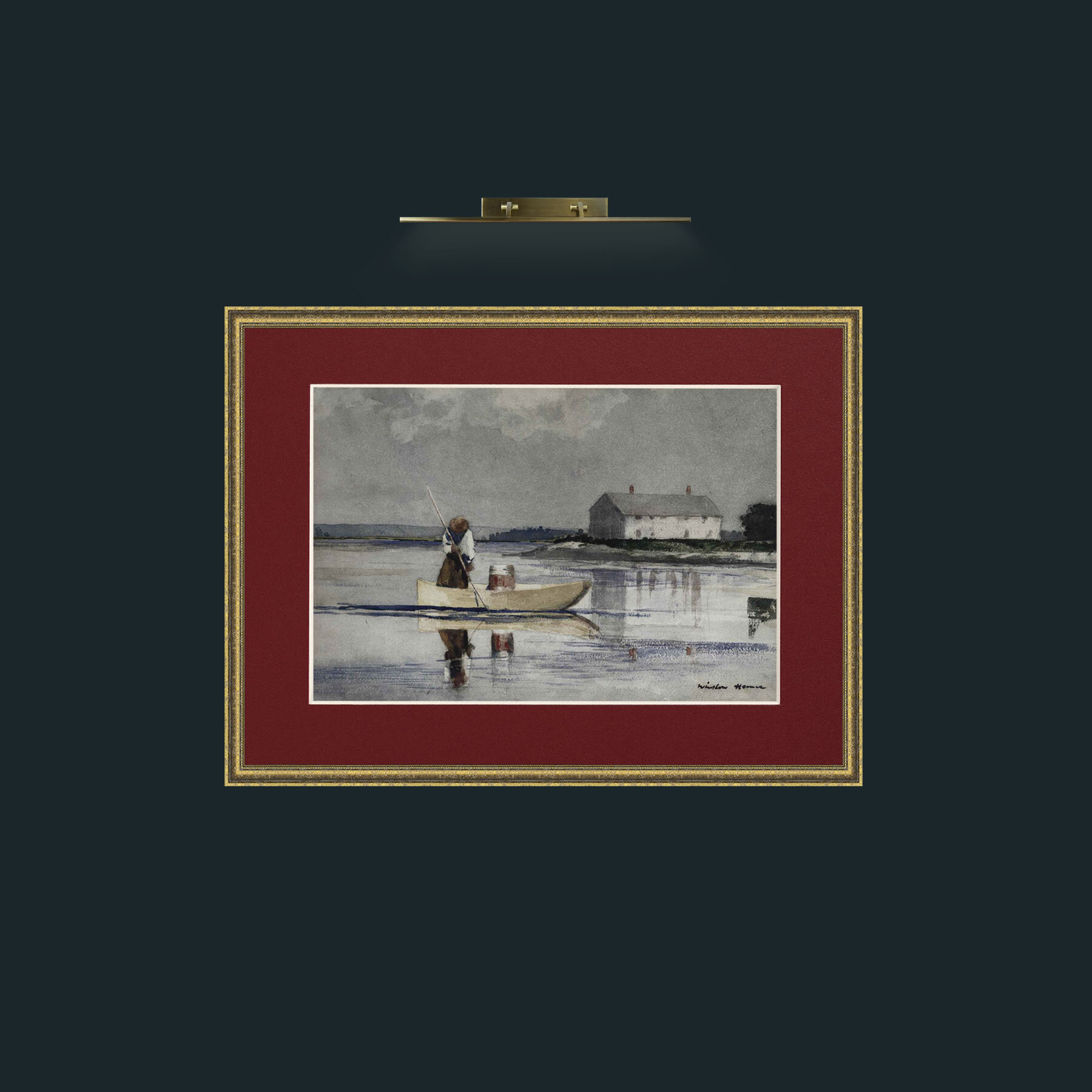 Art-Morning Fishing-Frame-1TexturedGilt-Mount-4Red.jpg