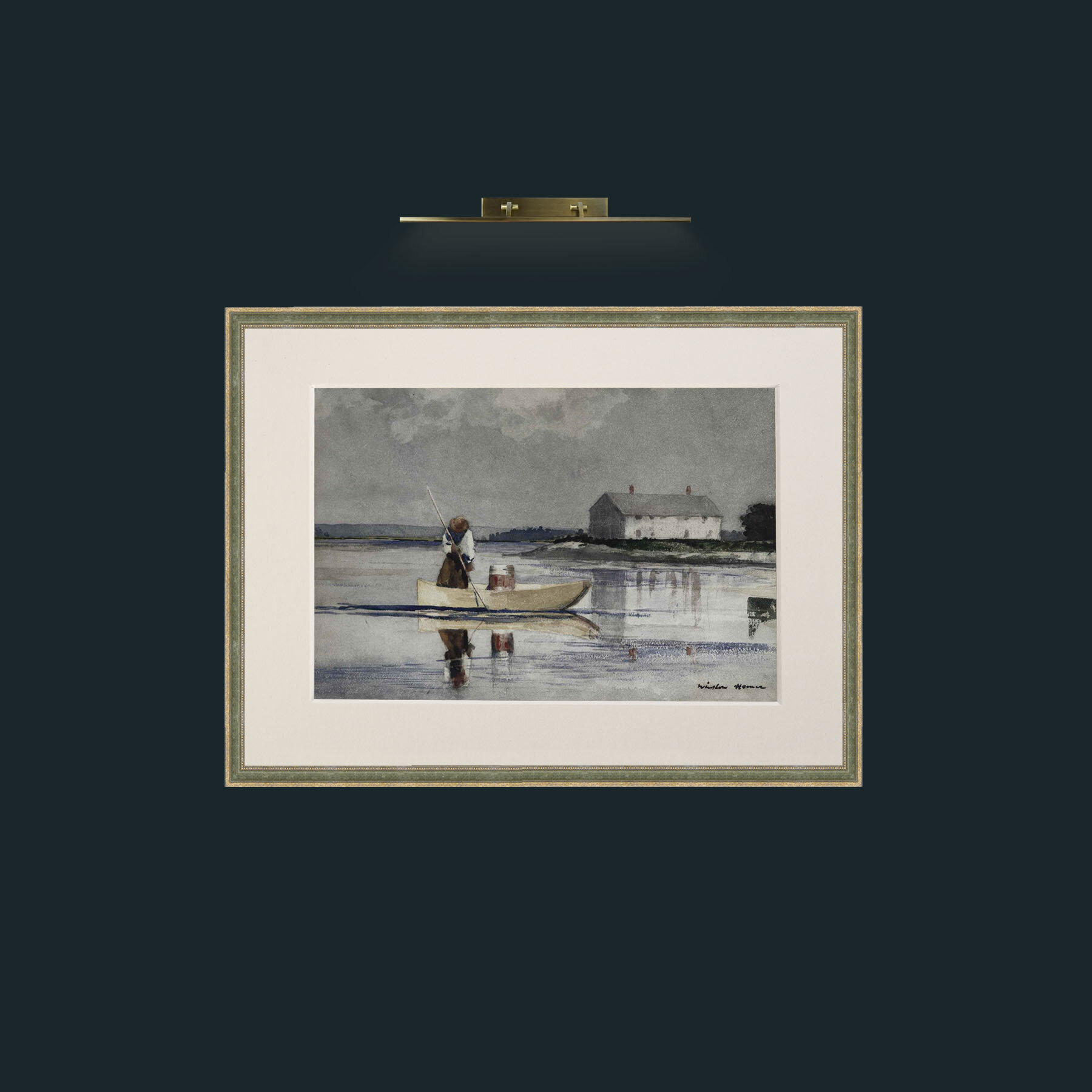 Art-Morning Fishing-Frame-2GreenGiltTextured-Mount-1Antique.jpg