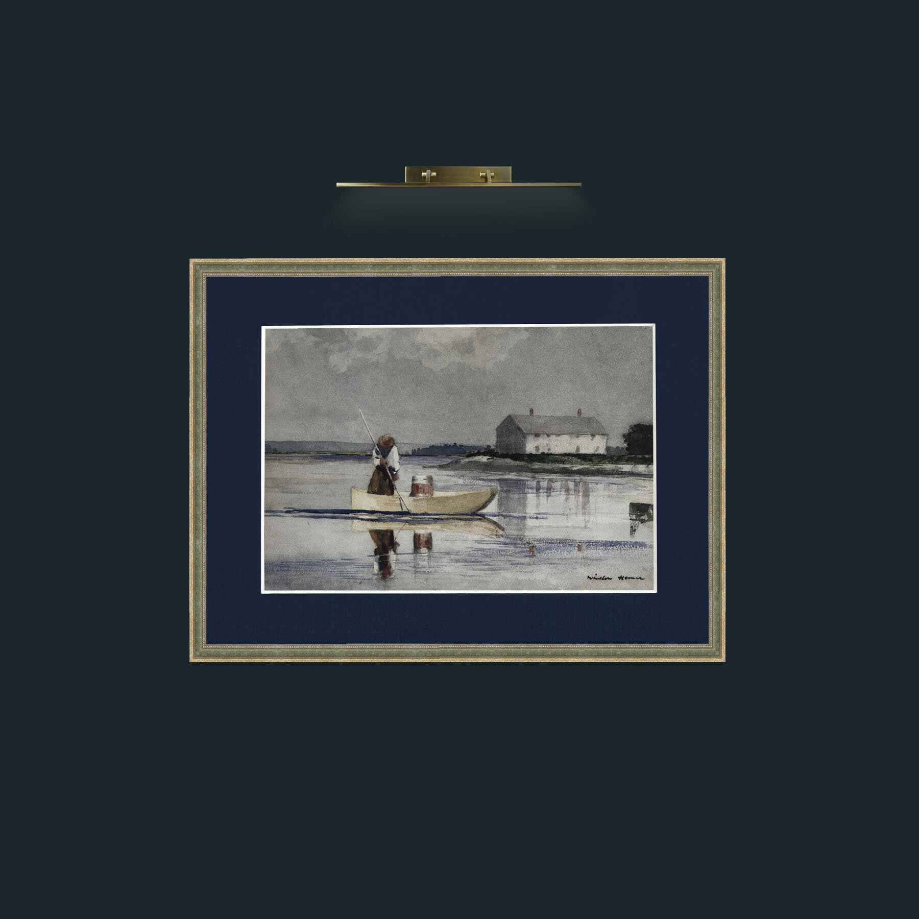 Art-Morning Fishing-Frame-2GreenGiltTextured-Mount-3Blue.jpg