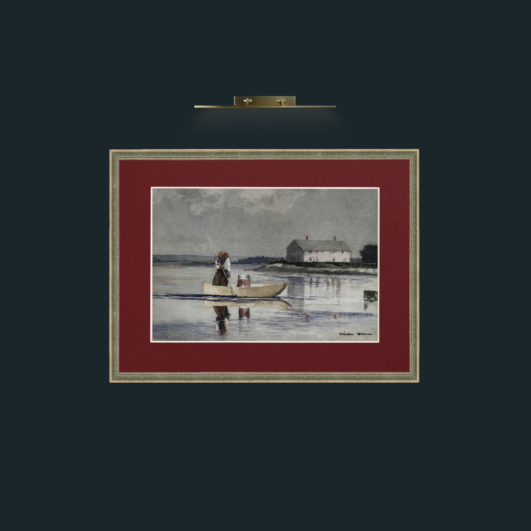 Art-Morning Fishing-Frame-2GreenGiltTextured-Mount-4Red.jpg