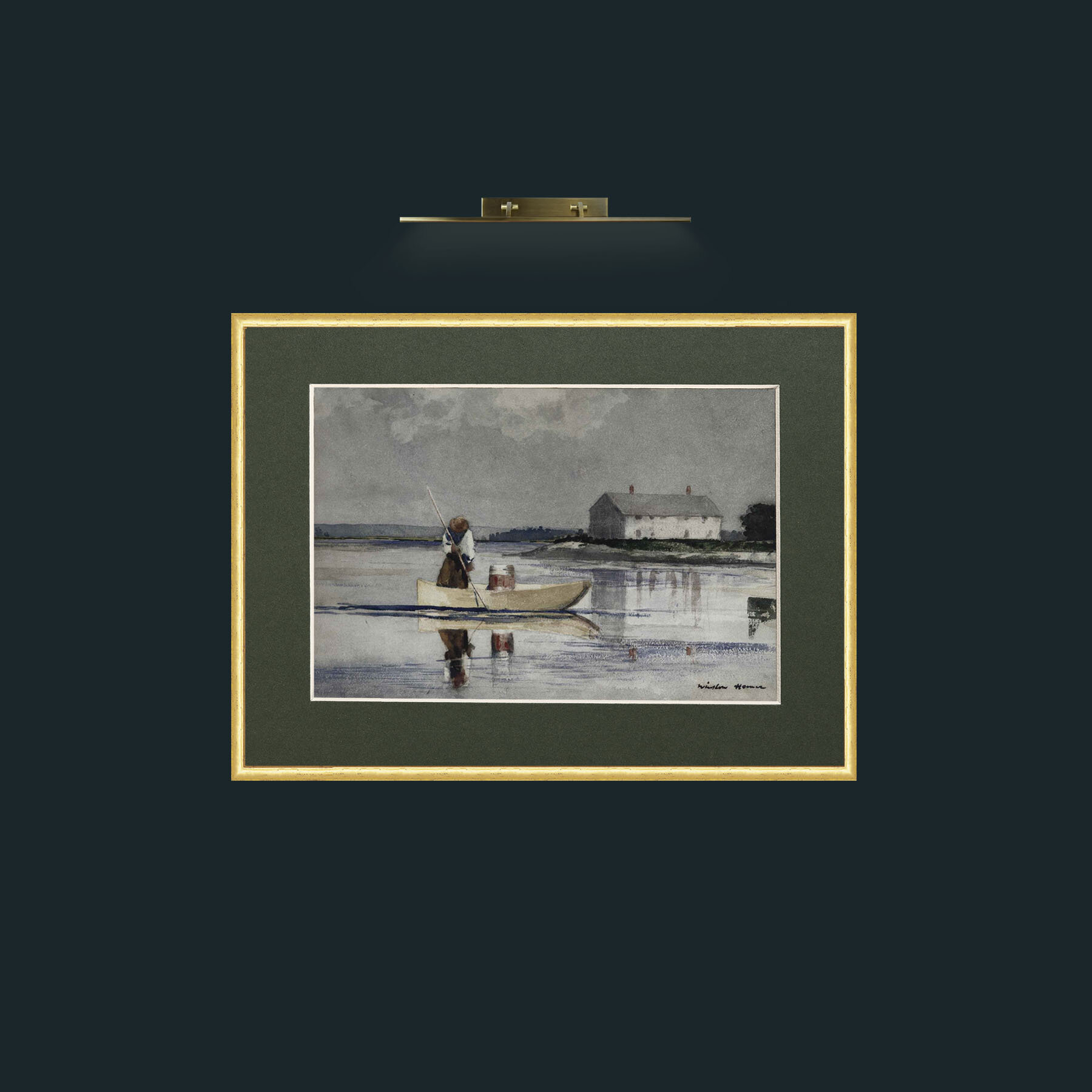 Art-Morning Fishing-Frame-3RoundedGilt-Mount-2Green.jpg