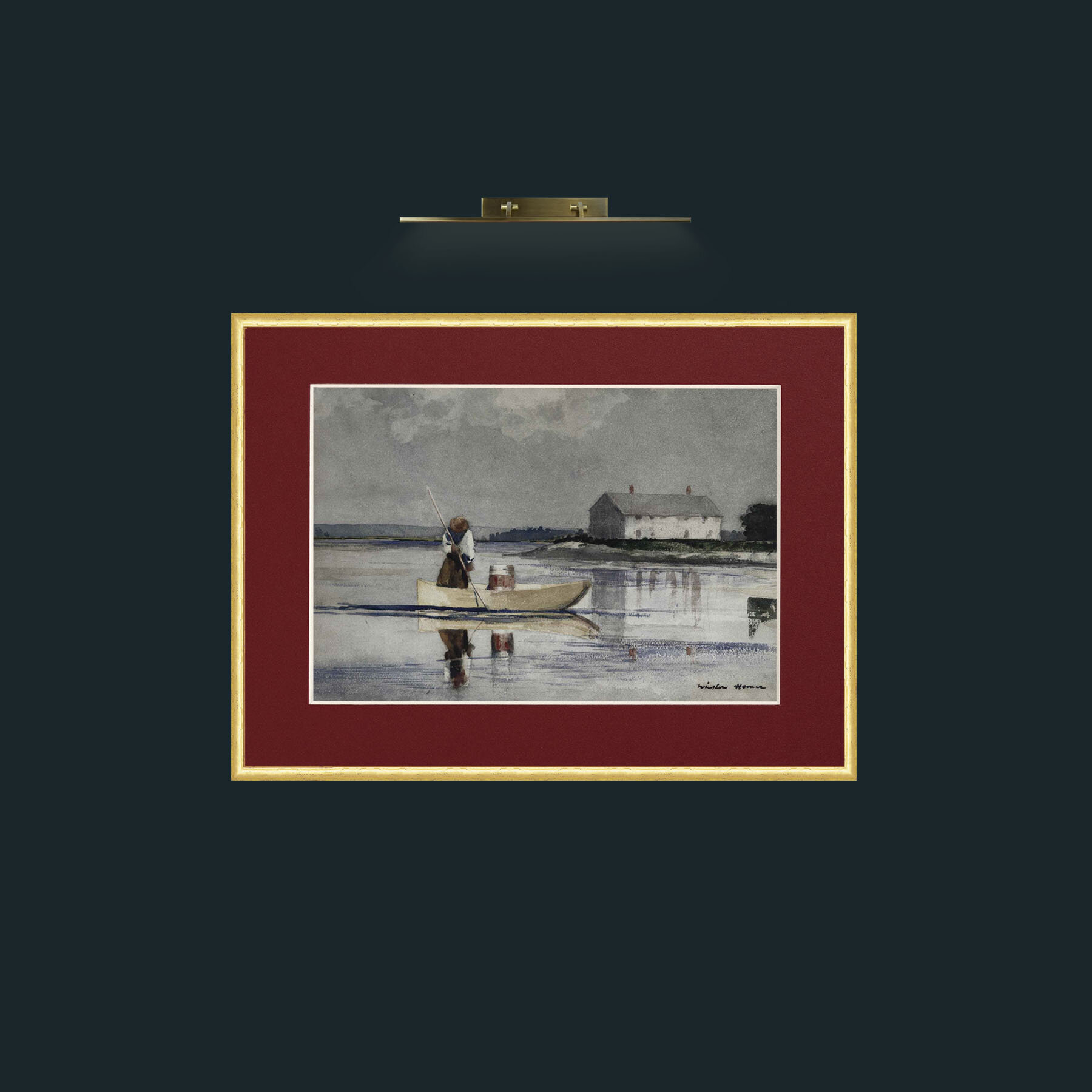 Art-Morning Fishing-Frame-3RoundedGilt-Mount-4Red.jpg