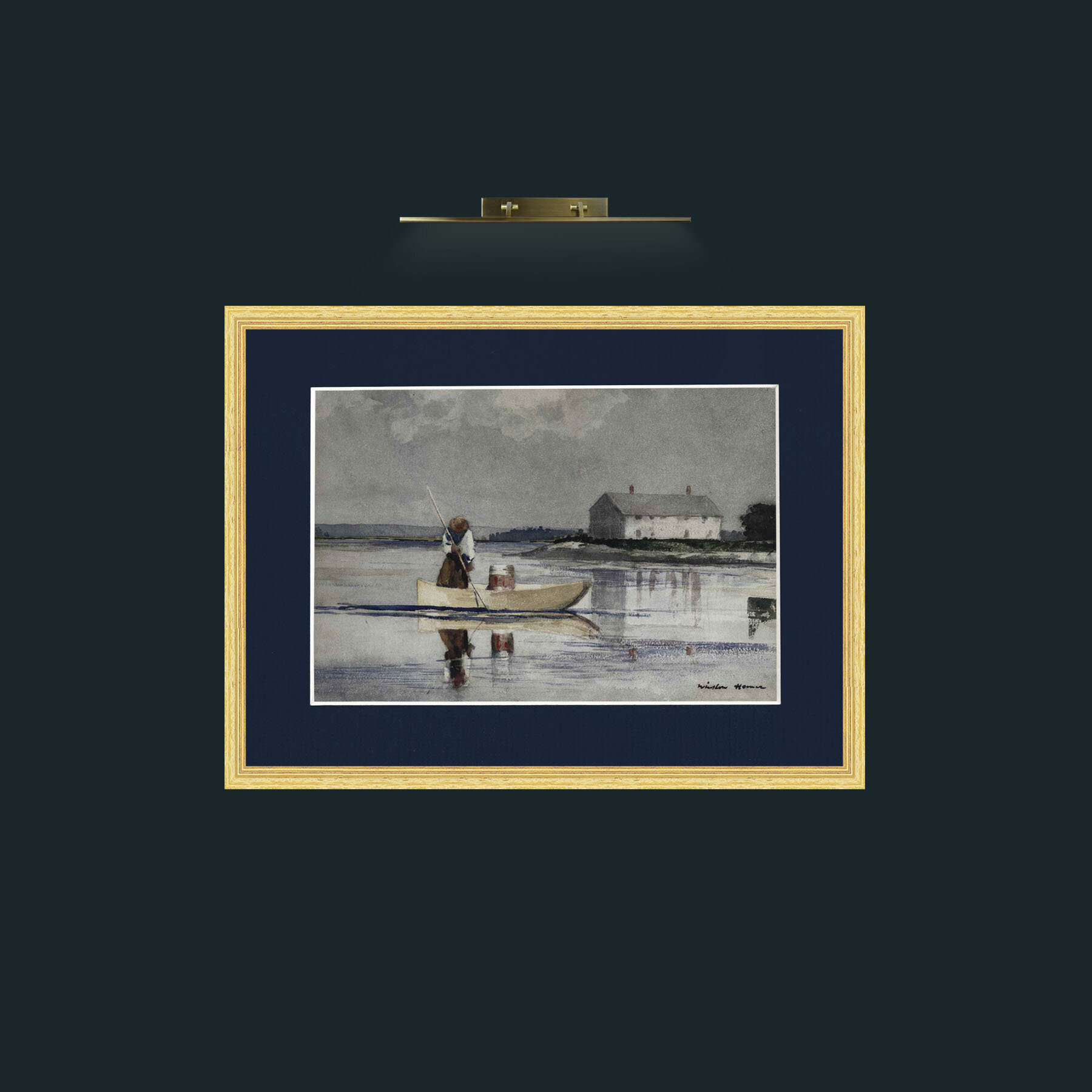 Art-Morning Fishing-Frame-4BevelledGilt-Mount-3Blue.jpg