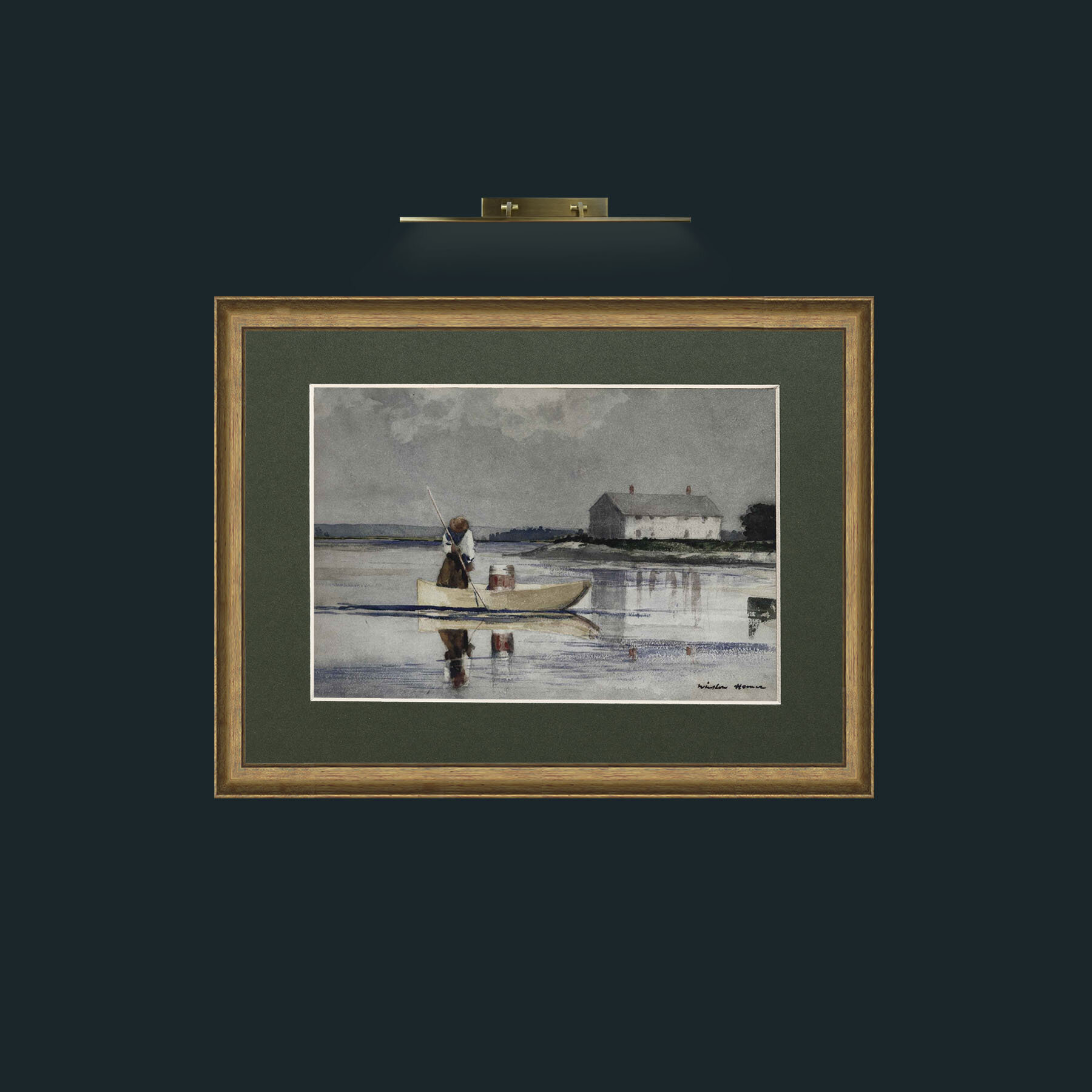 Art-Morning Fishing-Frame-8AntiqueRedGoldGilt-Mount-2Green.jpg