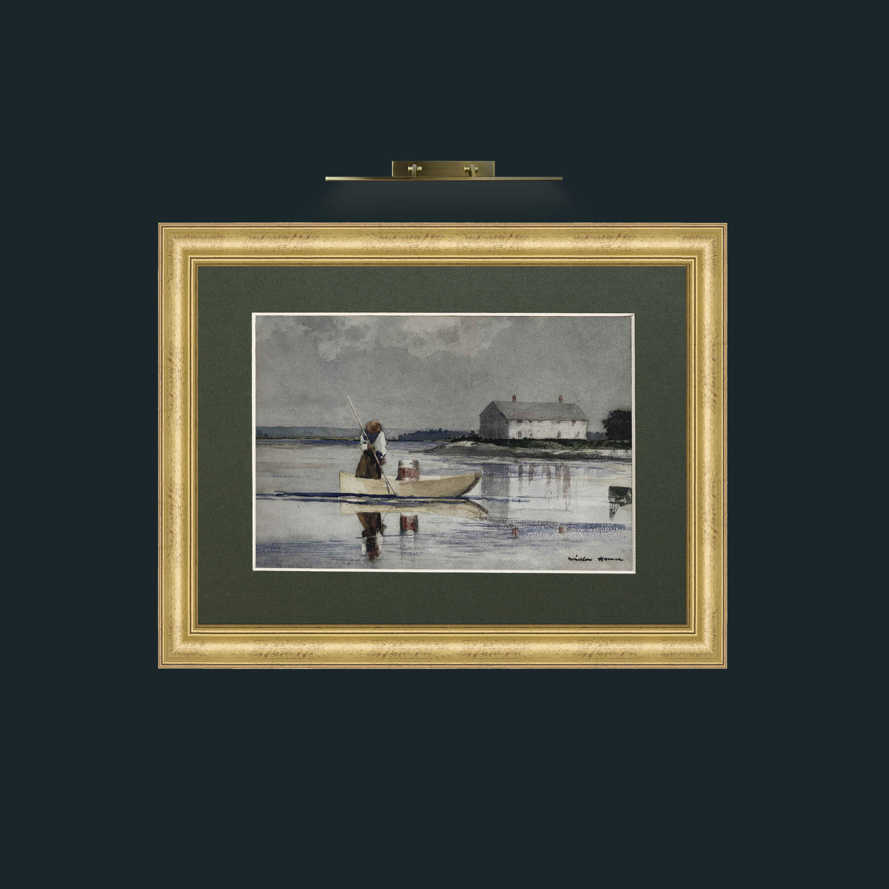Art-Morning Fishing-Frame-9WideGilt-Mount-2Green.jpg