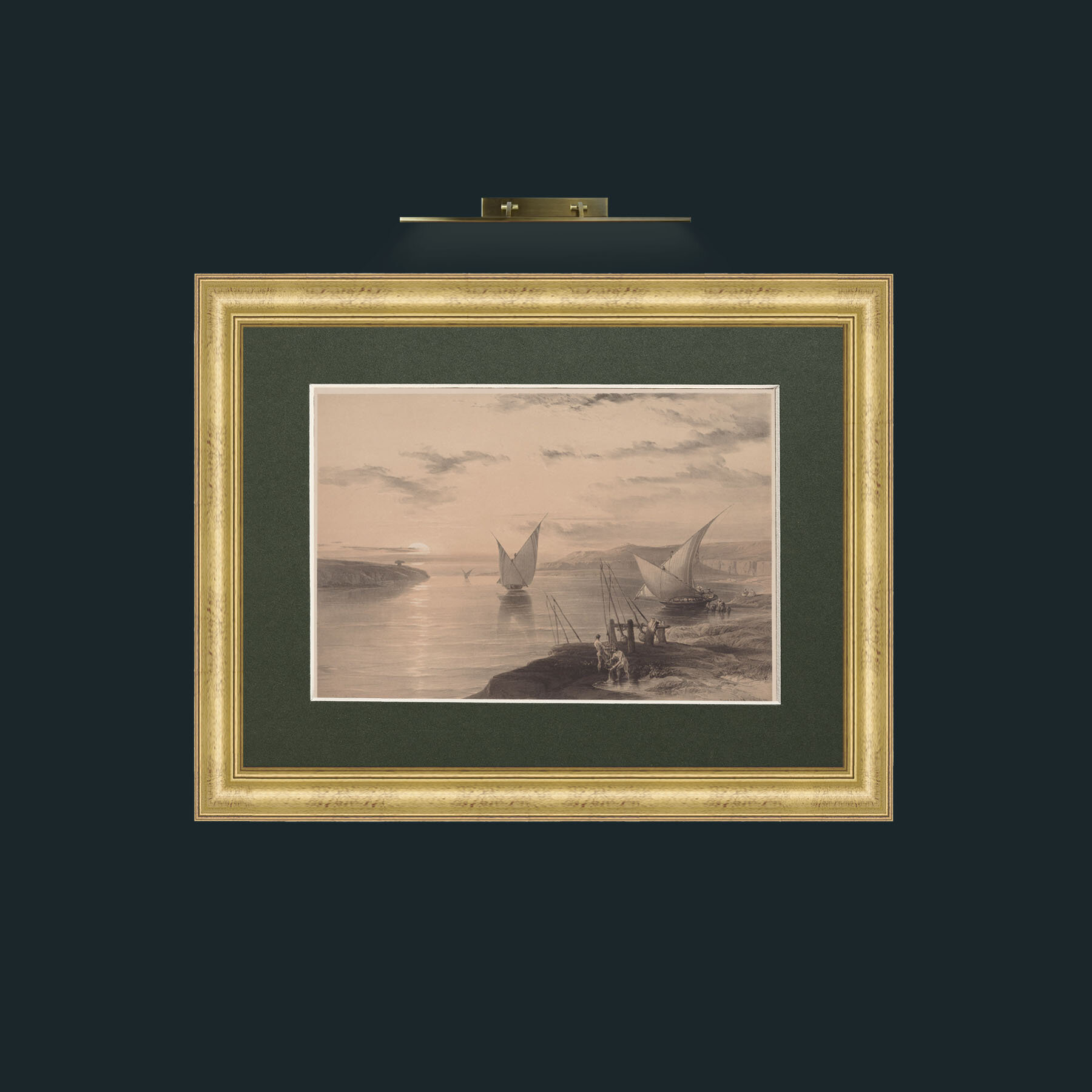 Art-Persian Coast-Frame-9WideGilt-Mount-2Green.jpg