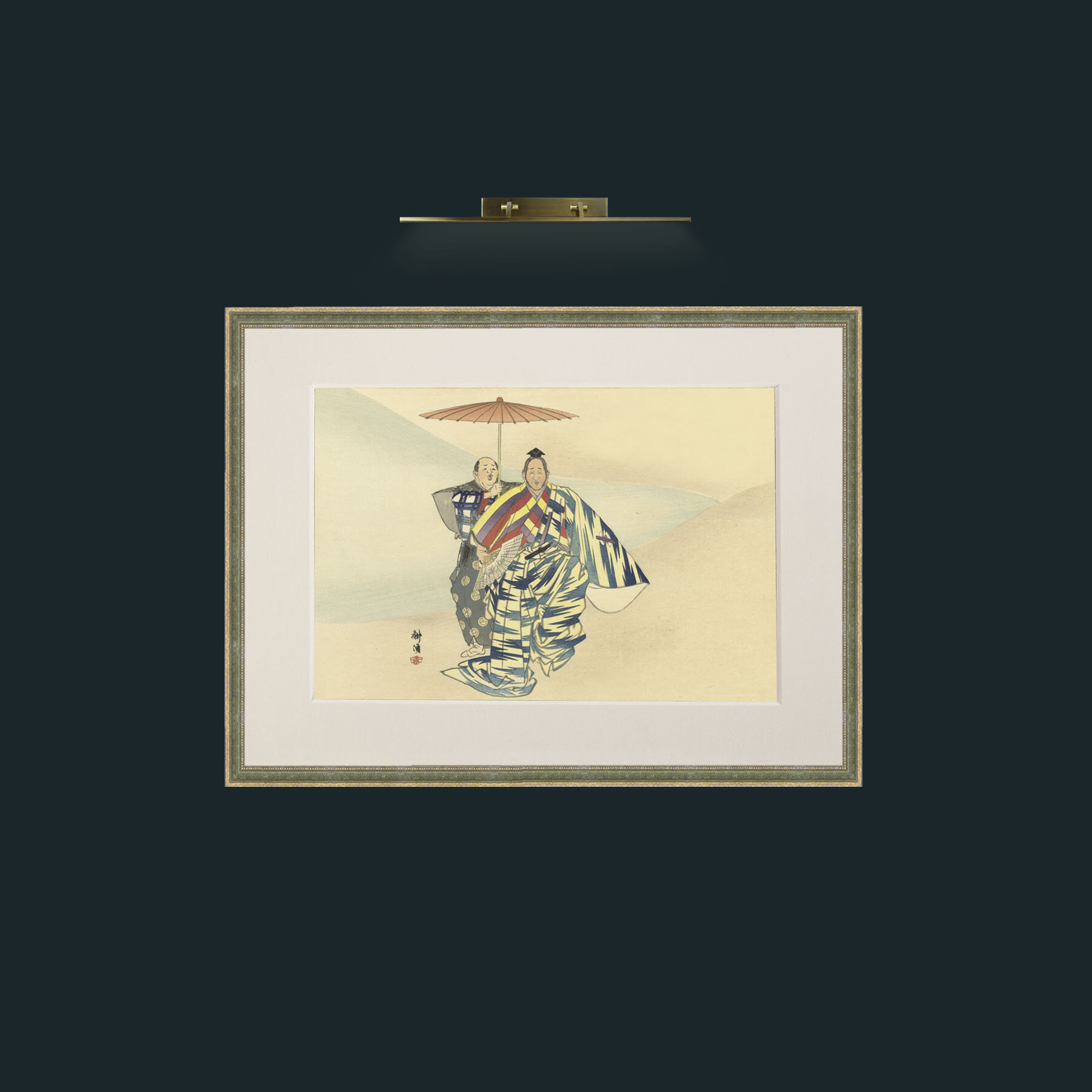Art-Shade for One-Frame-2GreenGiltTextured-Mount-1Antique.jpg