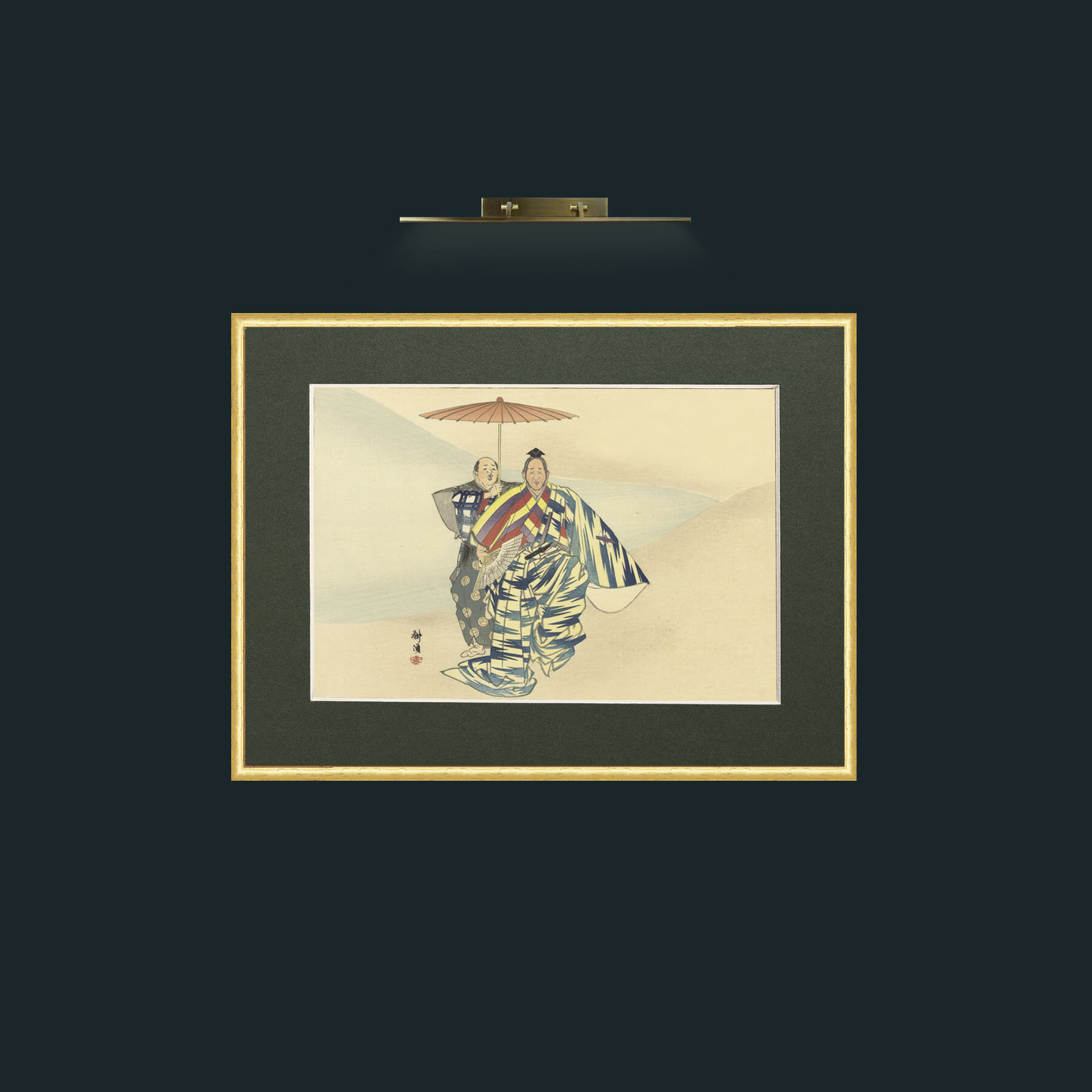 Art-Shade for One-Frame-3RoundedGilt-Mount-2Green.jpg