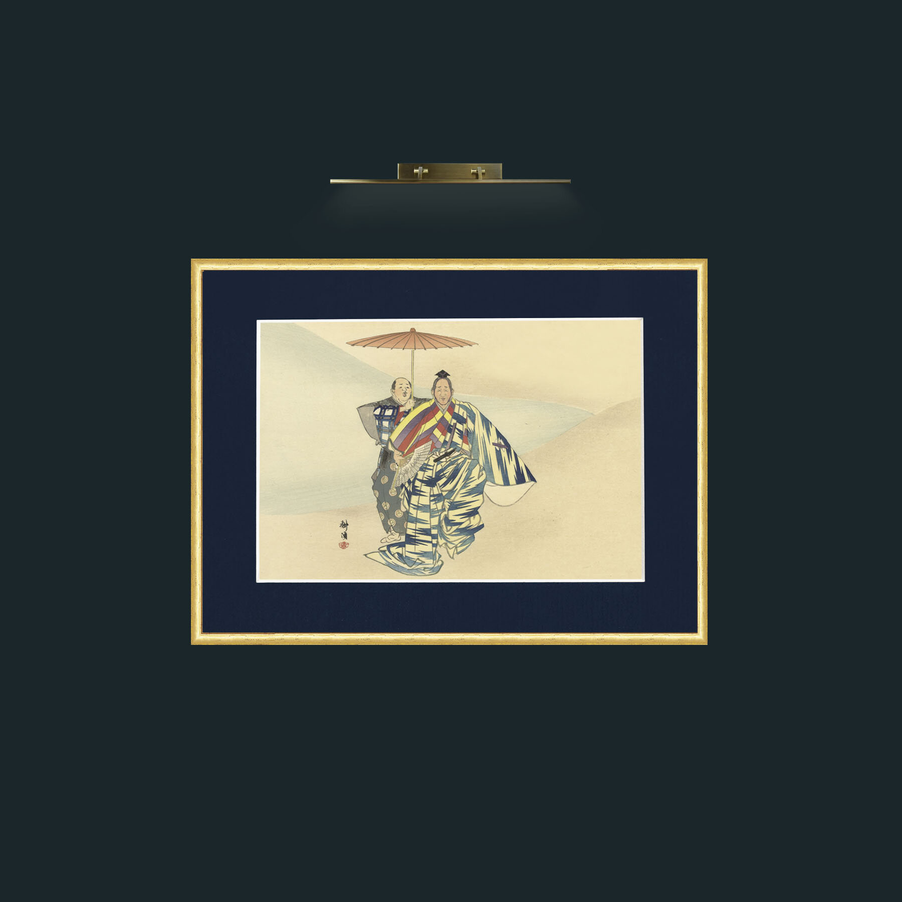 Art-Shade for One-Frame-3RoundedGilt-Mount-3Blue.jpg