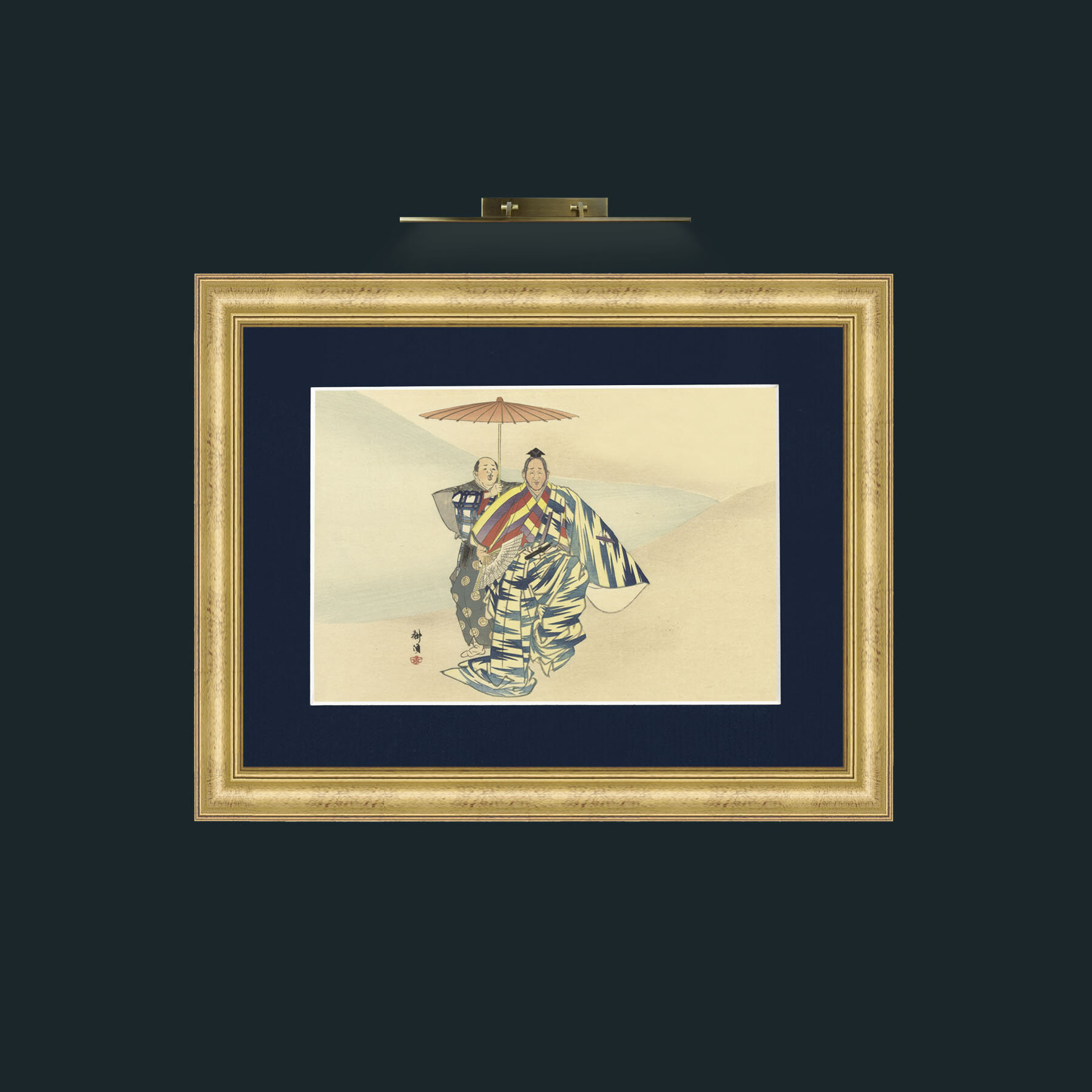 Art-Shade for One-Frame-9WideGilt-Mount-3Blue.jpg