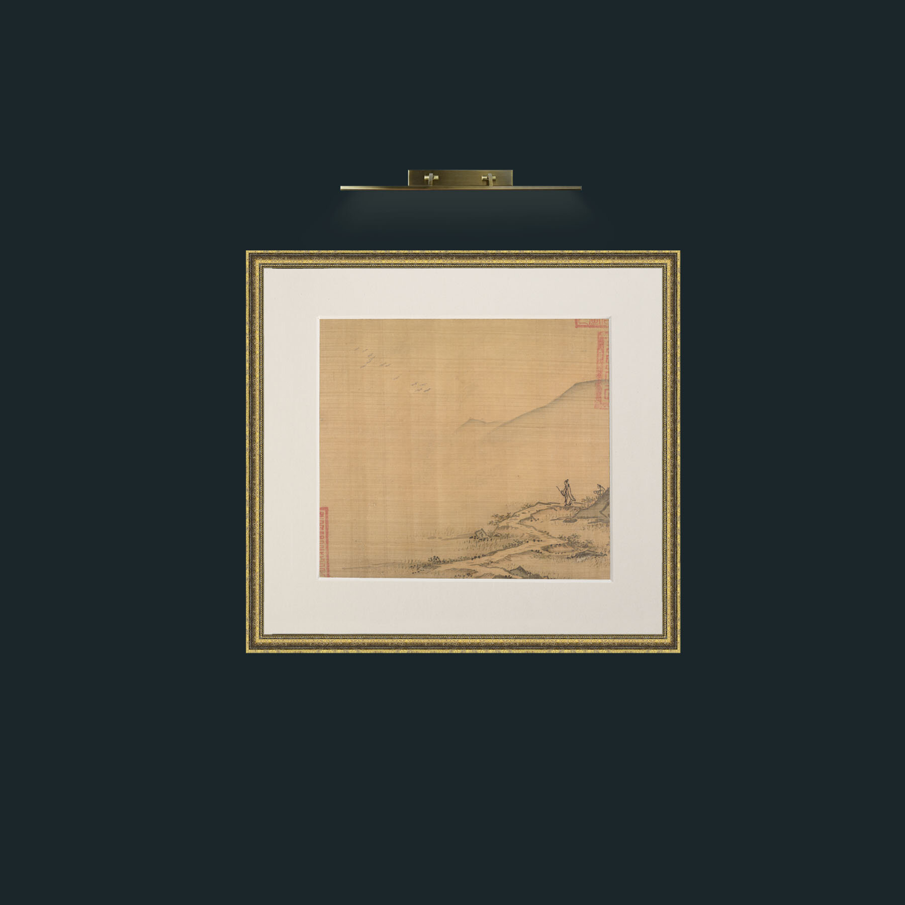 Art-Landscape with Flying Geese-Frame-1GiltTextured-Mount-1Antique.jpg