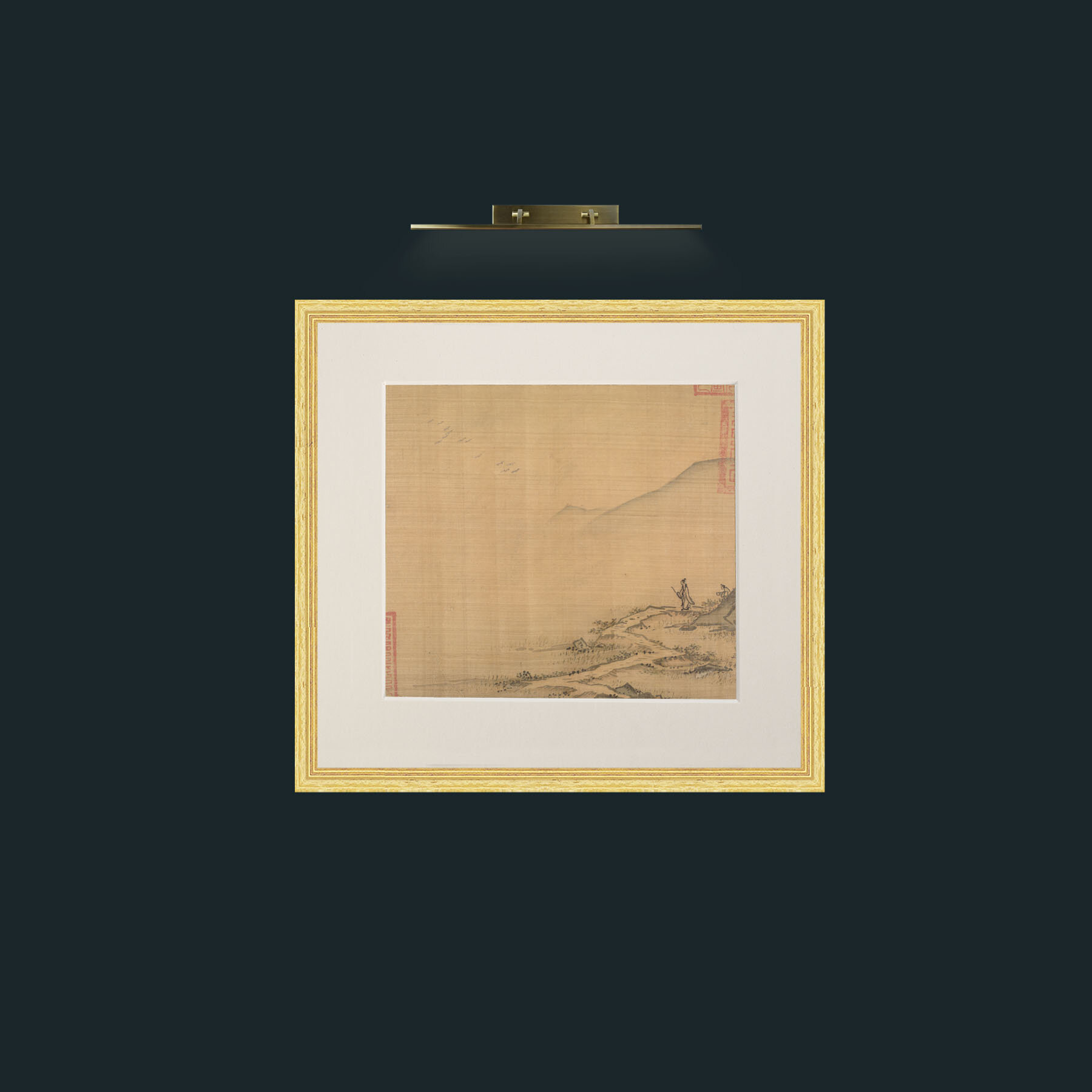 Art-Landscape with Flying Geese-Frame-4BevelledGilt-Mount-1Antique.jpg