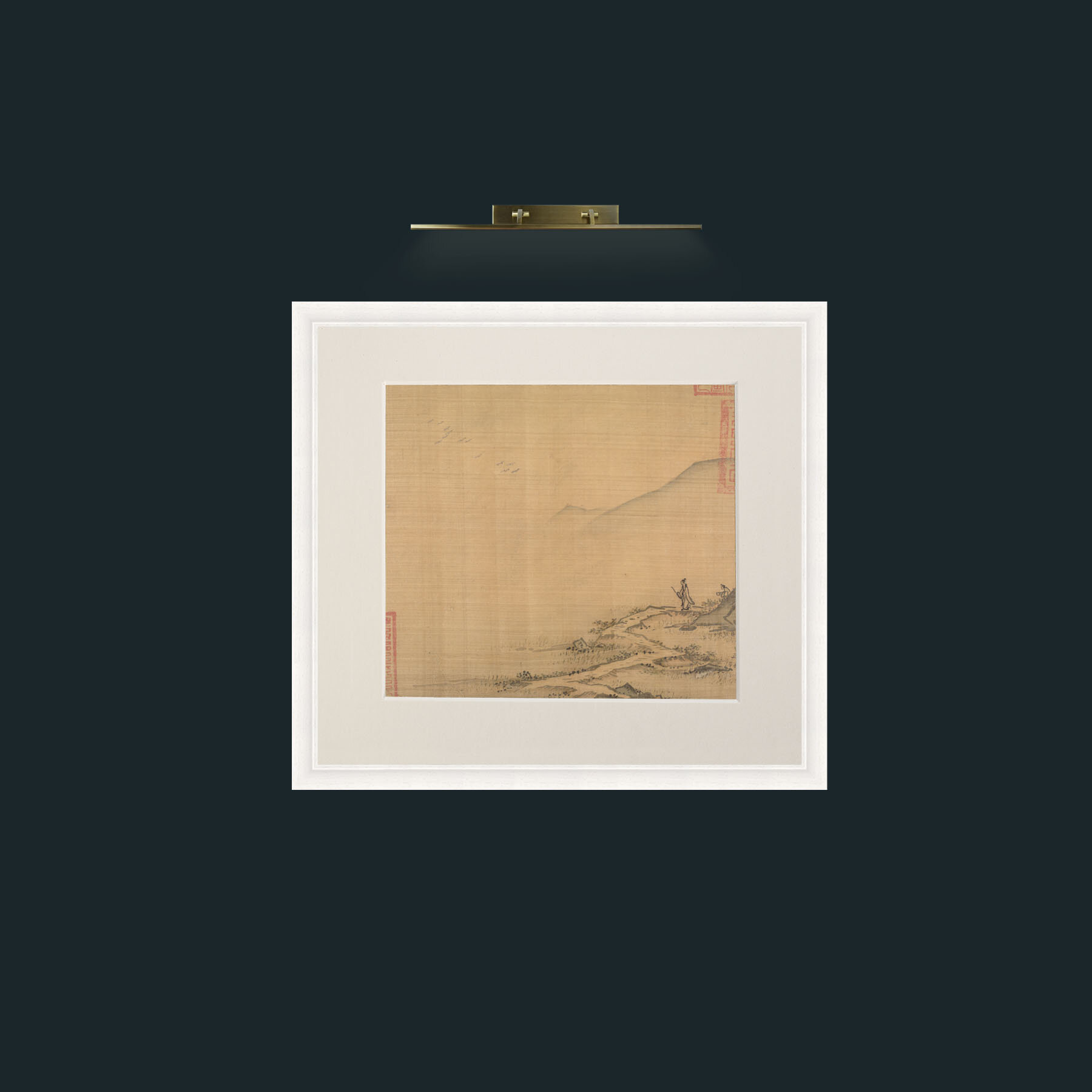 Art-Landscape with Flying Geese-Frame-5White-Mount-1Antique.jpg