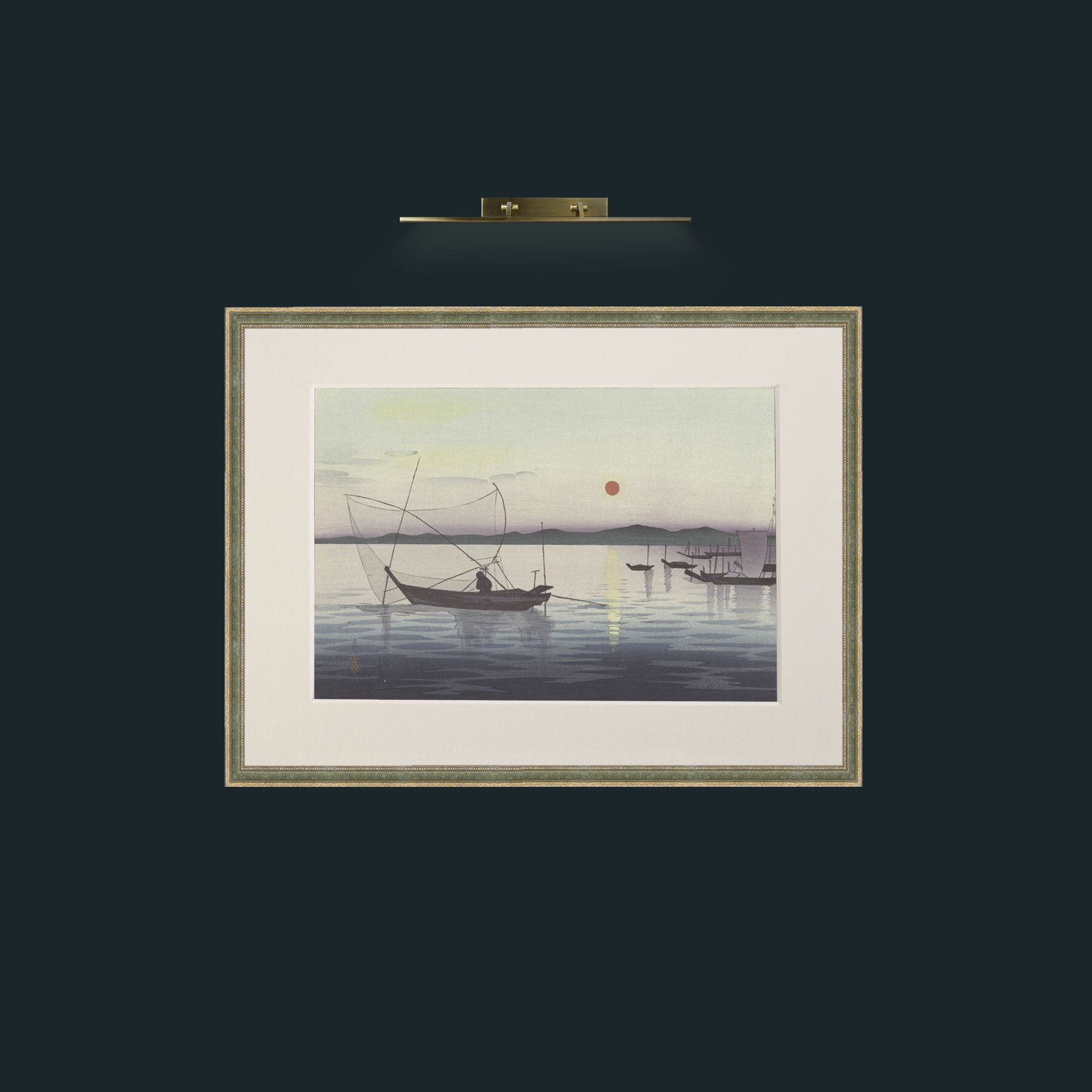 Art-Nets at Dawn-Frame-2GreenGiltTextured-Mount-1Antique.jpg
