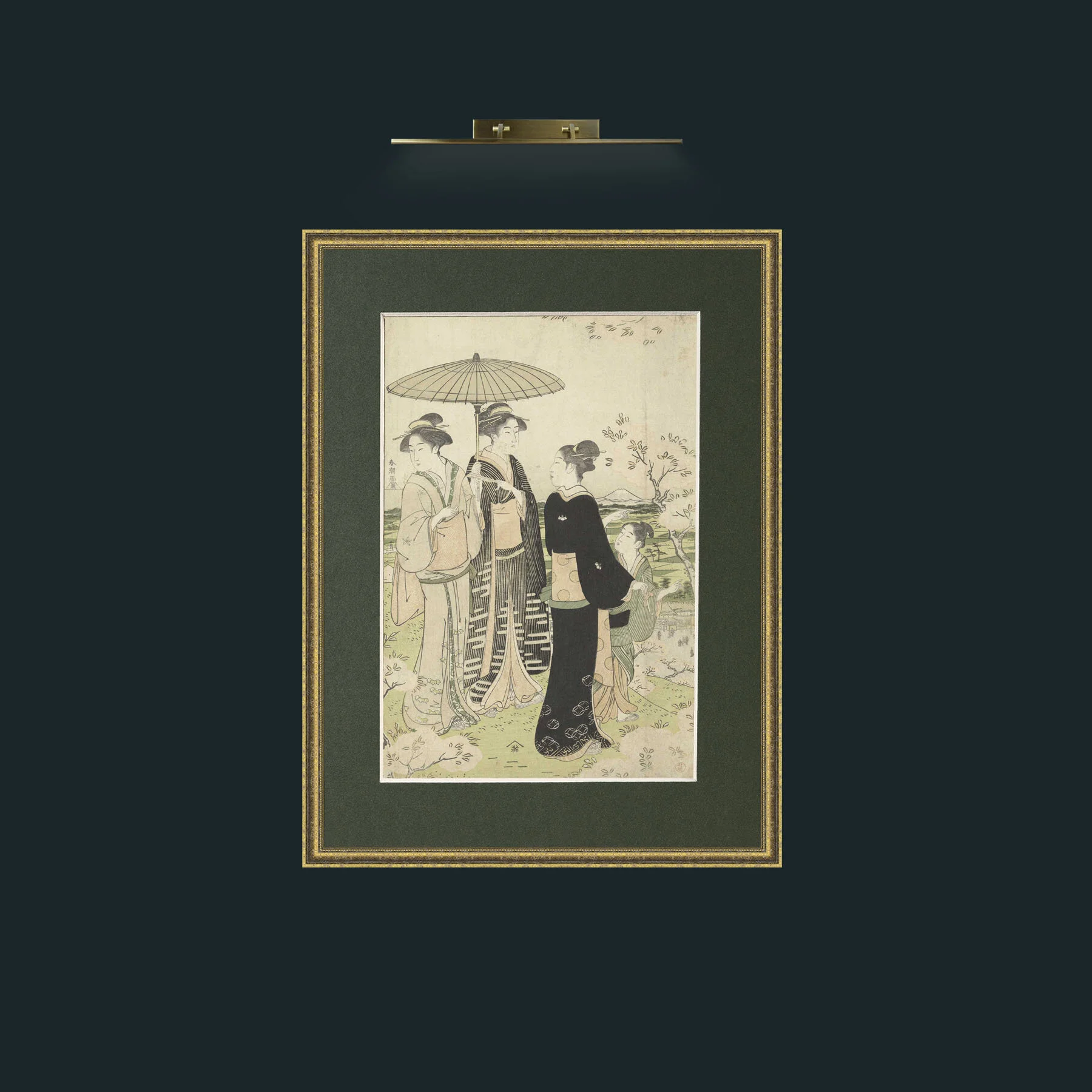 Art-Walking in the Hills.jpg-Frame-1TexturedGilt-Mount-2Green.jpg