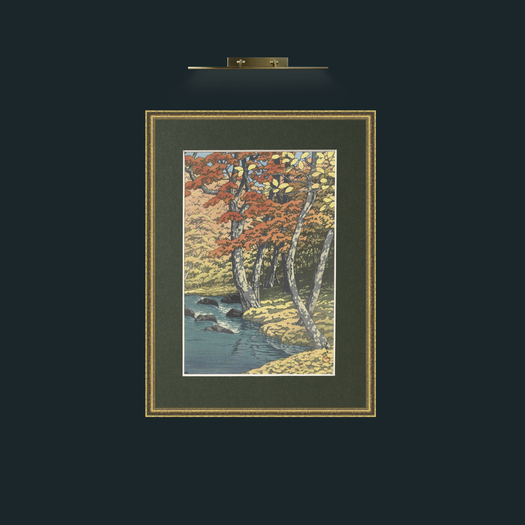Art-The River in Autumn.jpg-Frame-1TexturedGilt-Mount-2Green.jpg