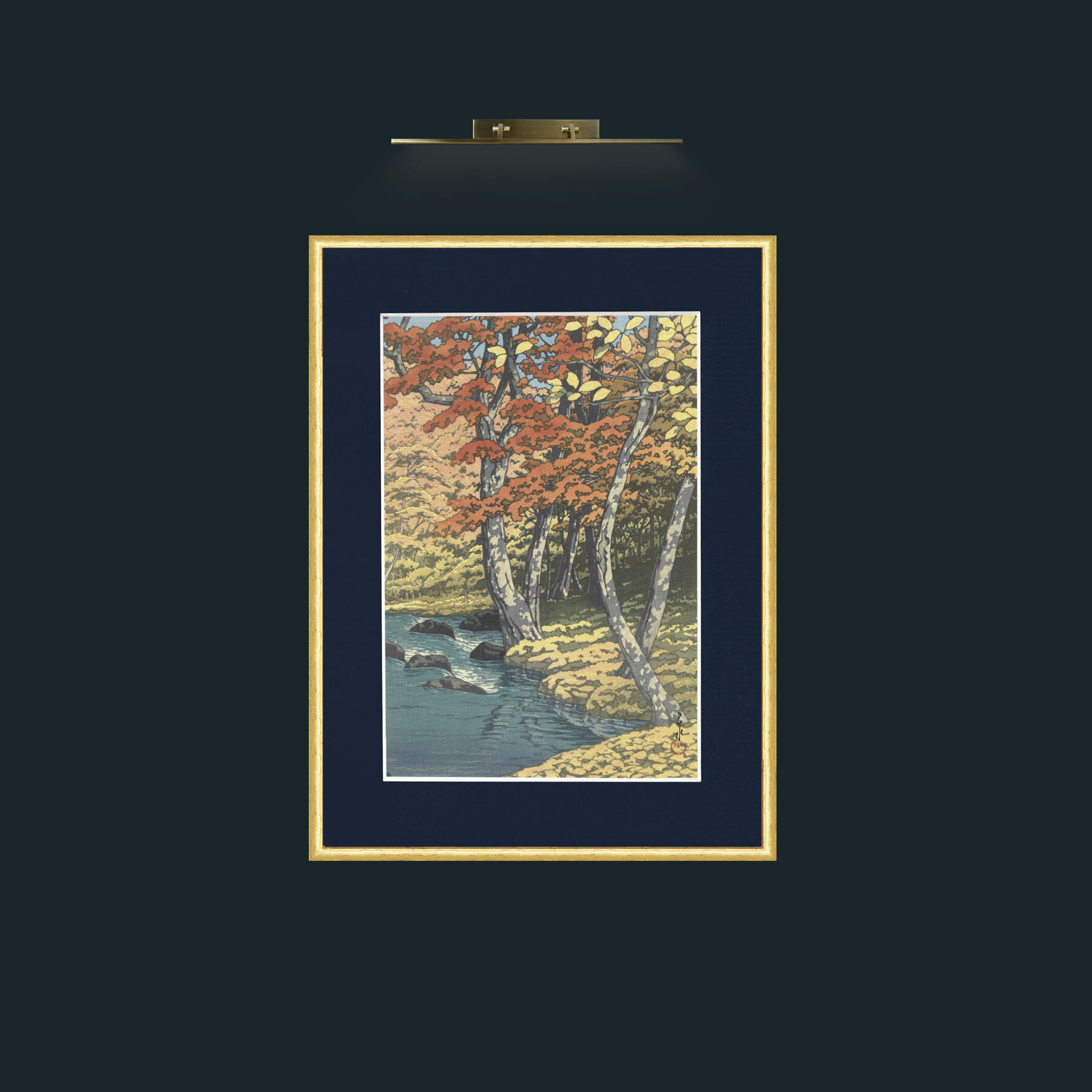 Art-The River in Autumn.jpg-Frame-3RoundedGilt-Mount-3Blue.jpg