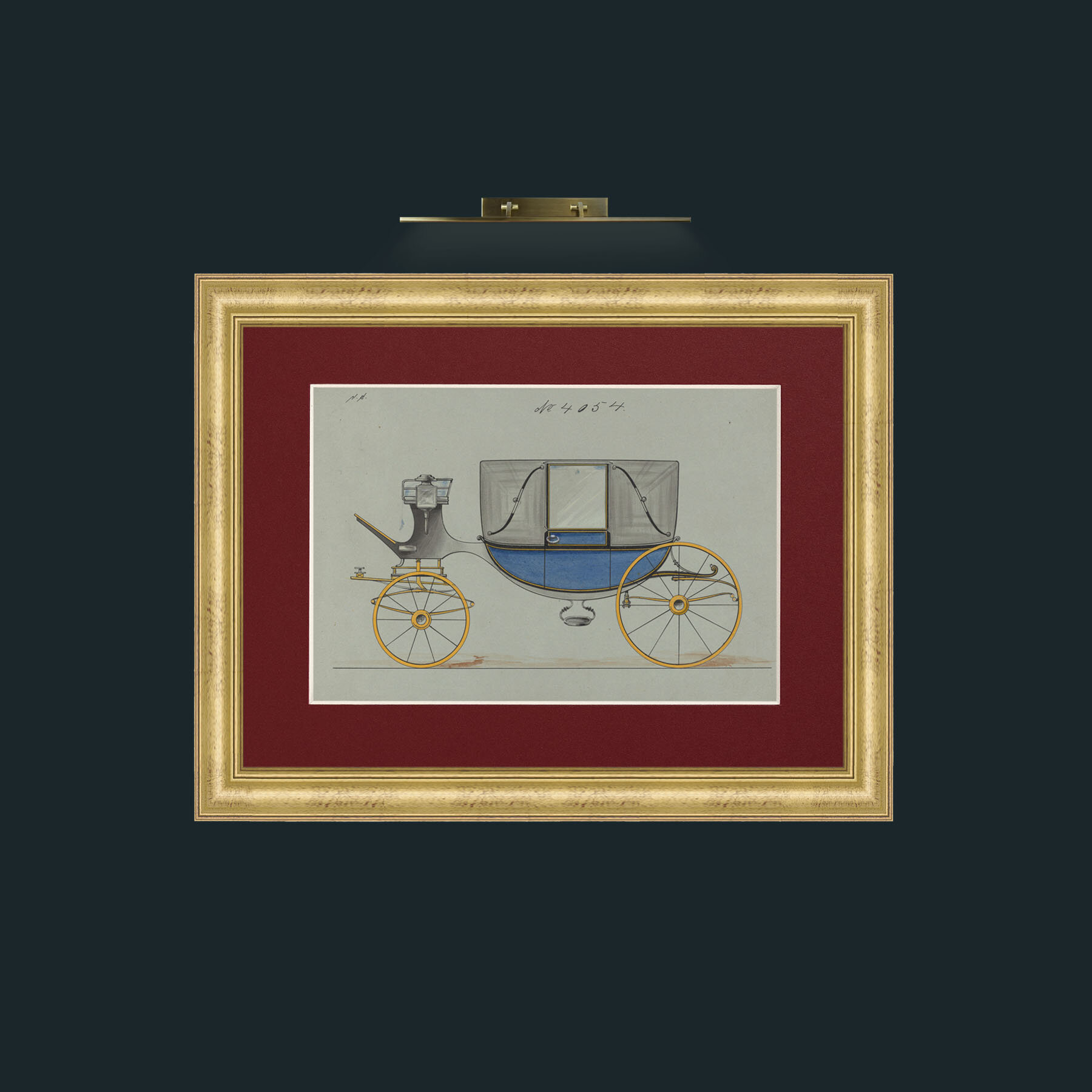 Art-Yellow Wheeled Carriage-Frame-9WideGilt-Mount-4Red.jpg