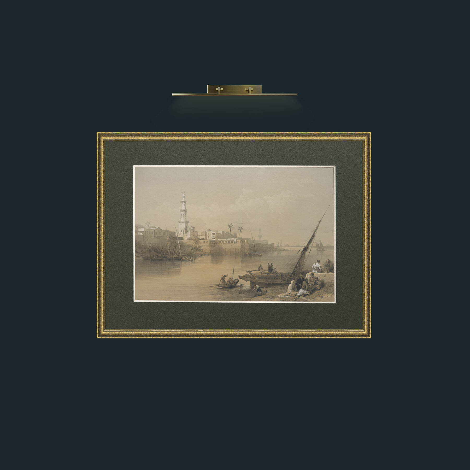Art-View of the Nile, Ferry to Gizeh-Frame-1TexturedGilt-Mount-2Green.jpg