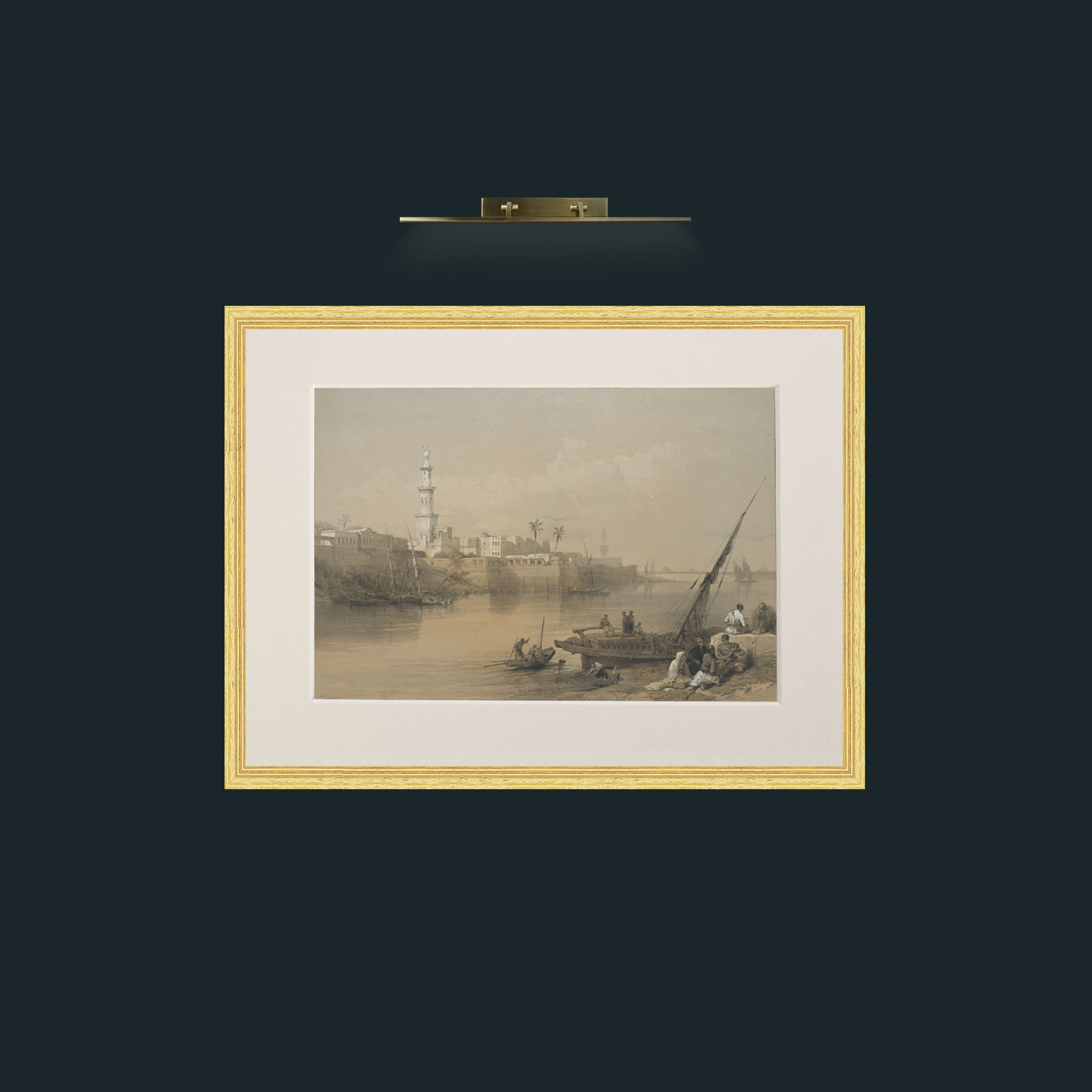 Art-View of the Nile, Ferry to Gizeh-Frame-4BevelledGilt-Mount-1Antique.jpg