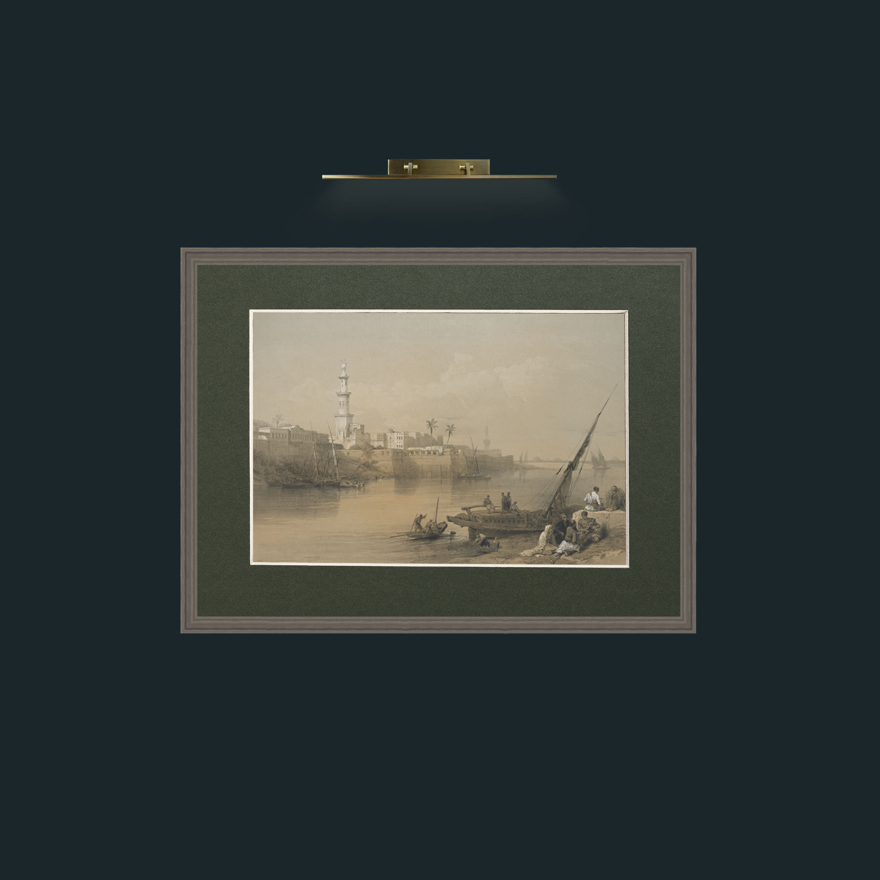 Art-View of the Nile, Ferry to Gizeh-Frame-6Grey-Mount-2Green.jpg