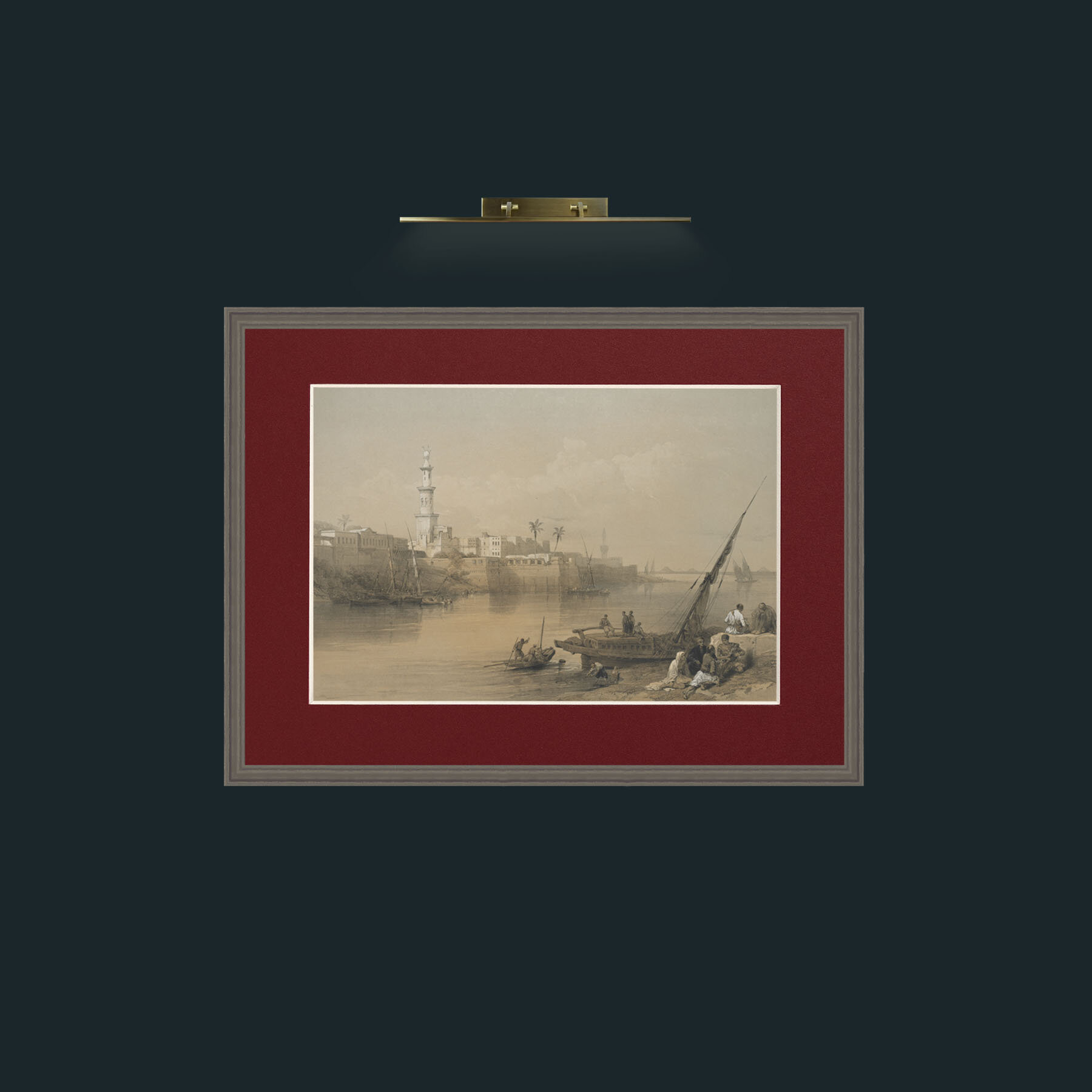 Art-View of the Nile, Ferry to Gizeh-Frame-6Grey-Mount-4Red.jpg