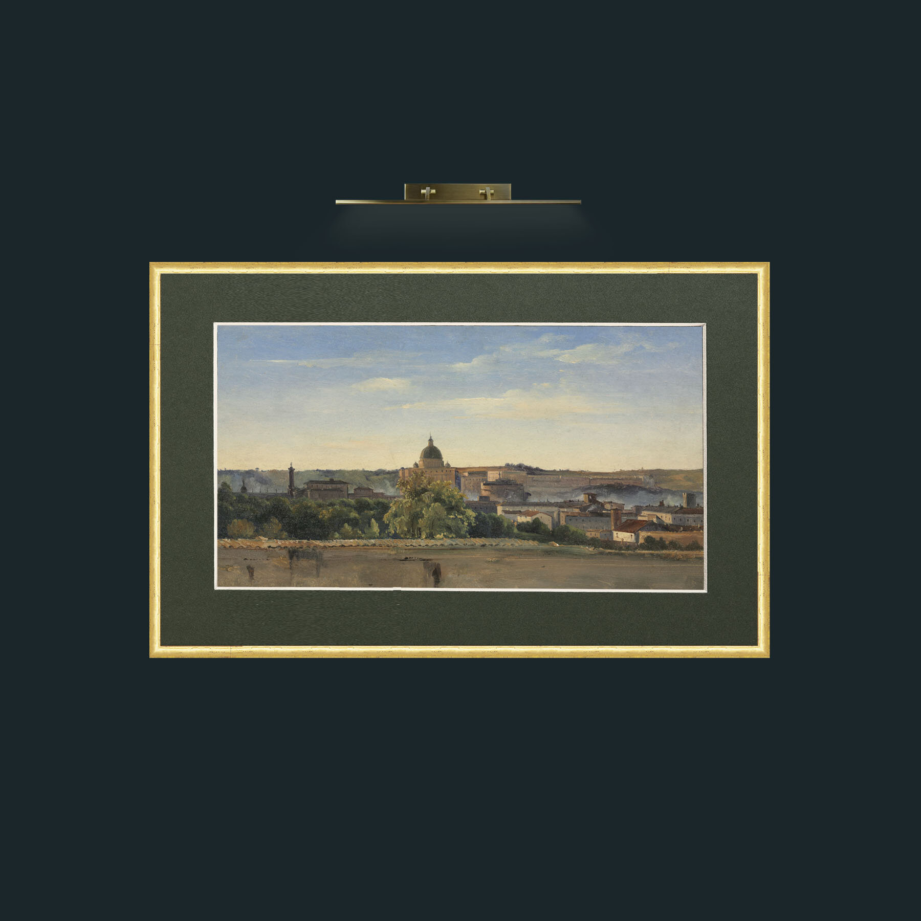 Art-View of Rome.jpg-Frame-3RoundedGilt-Mount-2Green.jpg
