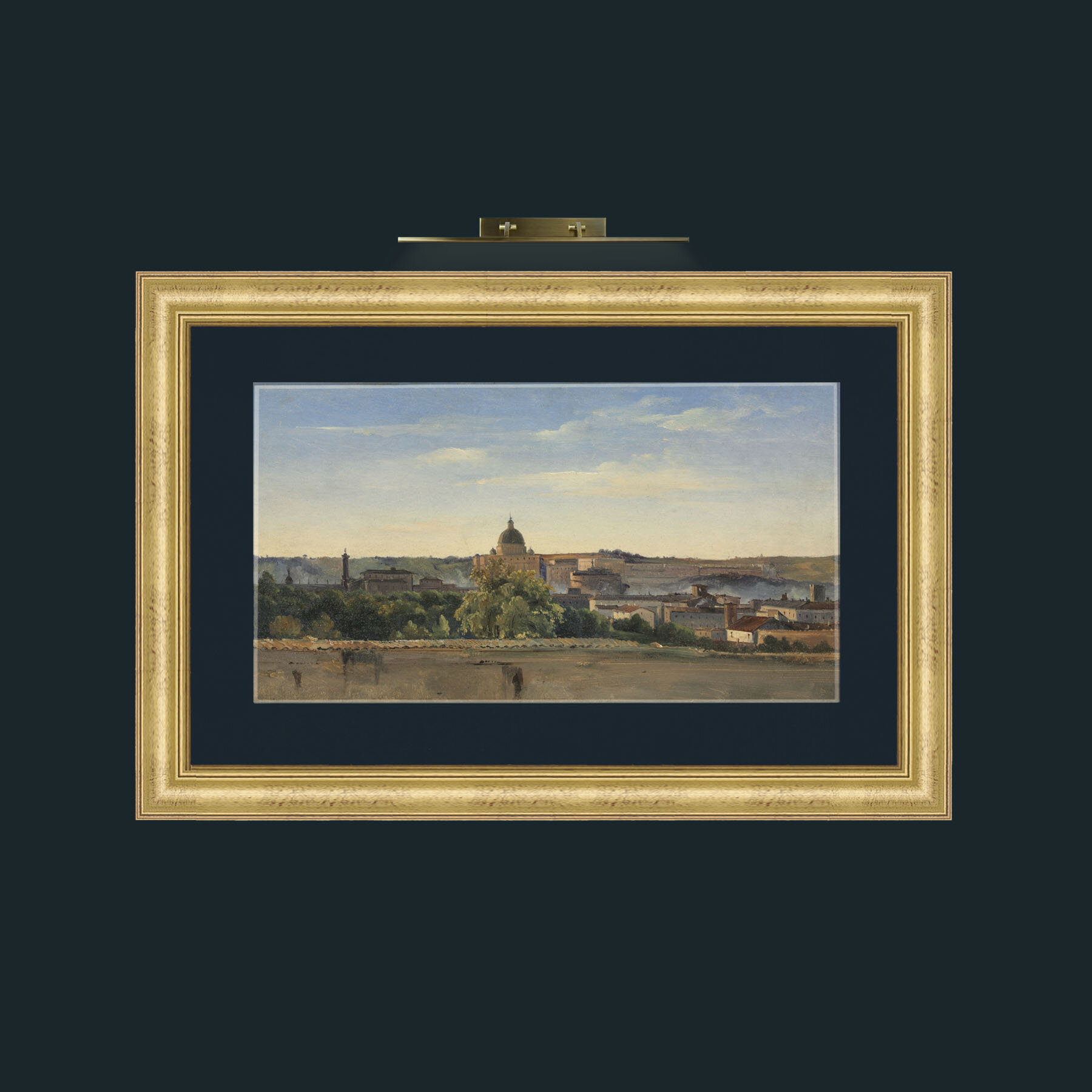 Art-View of Rome.jpg-Frame-9WideGilt-Mount-3Blue.jpg