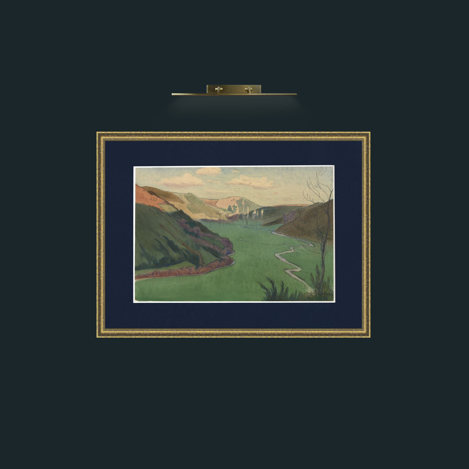 Art-Valley of the Stangala, Near Quimper-Frame-1TexturedGilt-Mount-3Blue.jpg