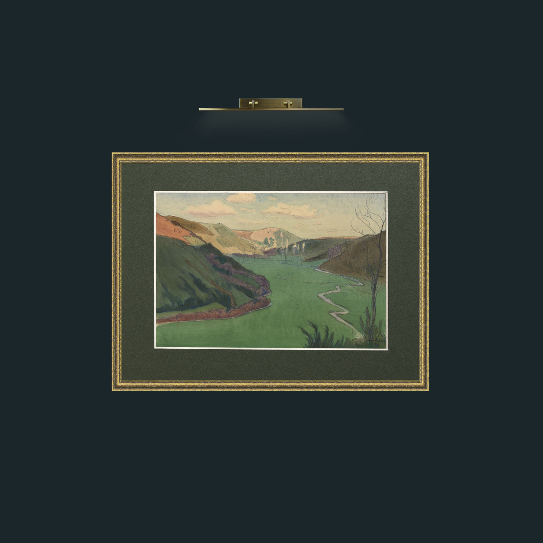 Art-Valley of the Stangala, Near Quimper-Frame-1TexturedGilt-Mount-2Green.jpg